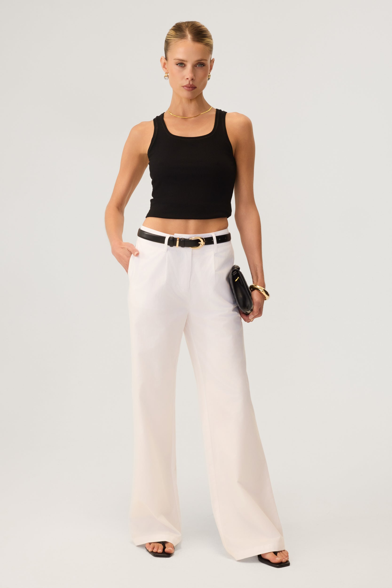 Milan Wide Leg Trousers White - Eco-Certified
