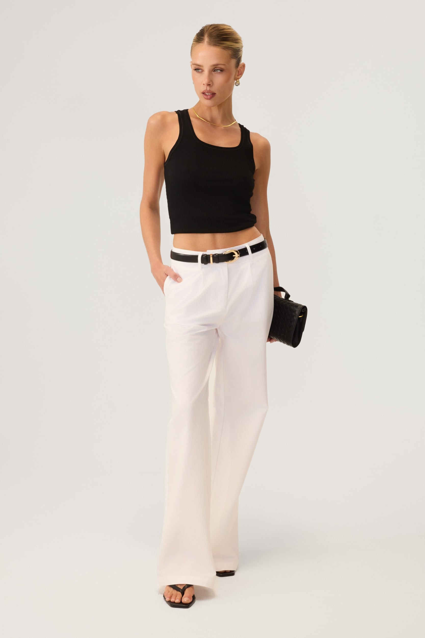 Milan Wide Leg Trousers White - Eco-Certified