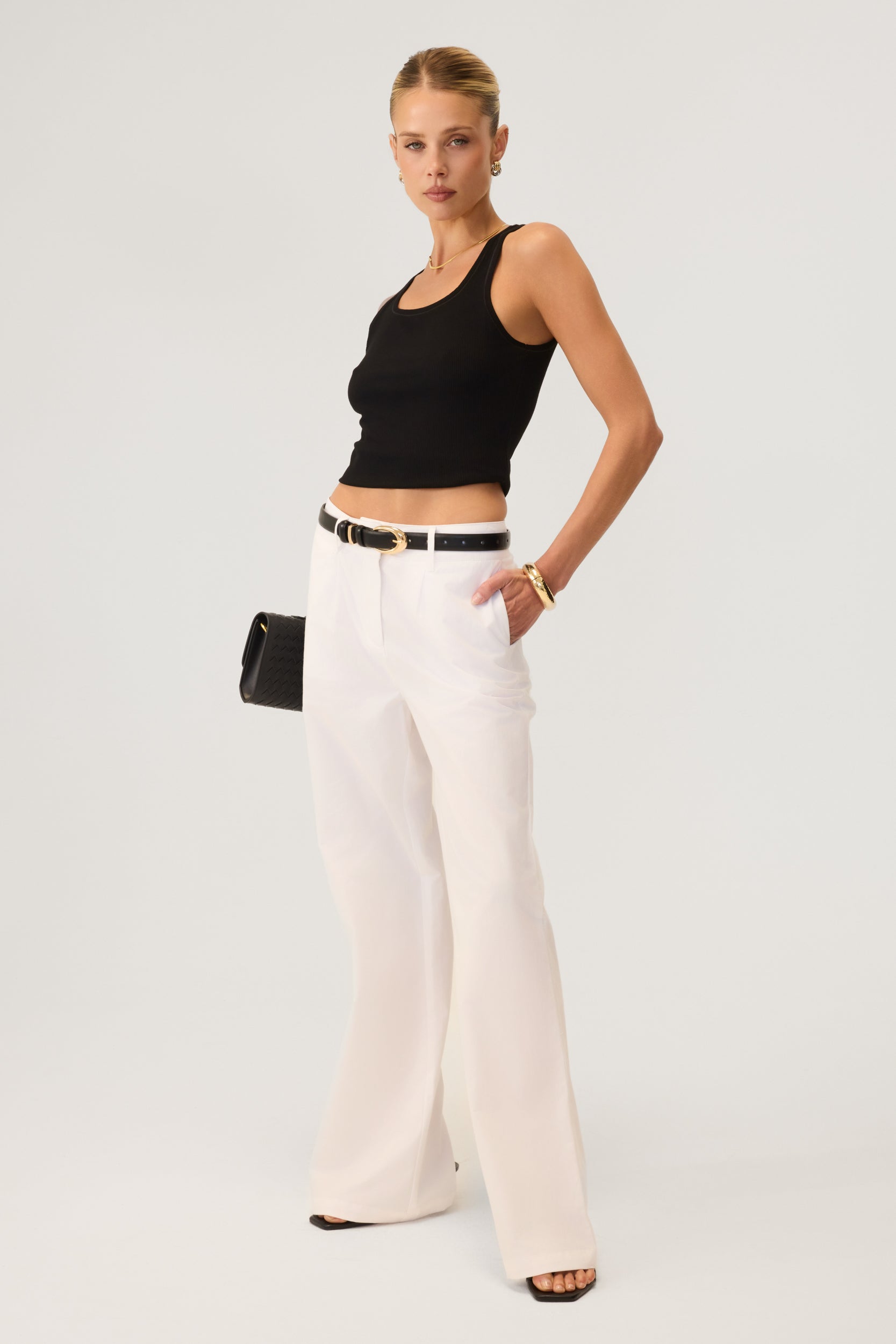 Milan Wide Leg Trousers White - Eco-Certified