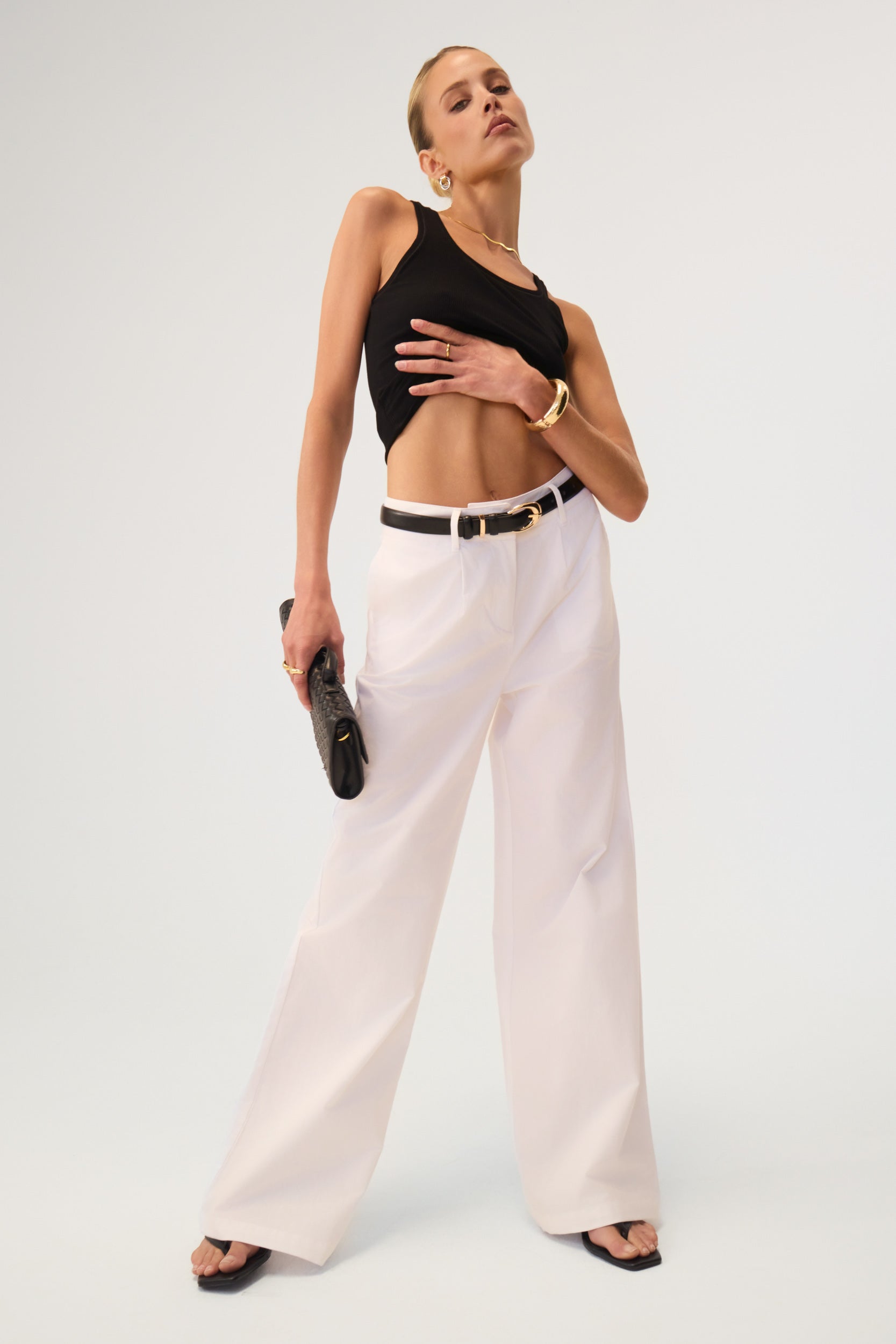 Milan Wide Leg Trousers White - Eco-Certified