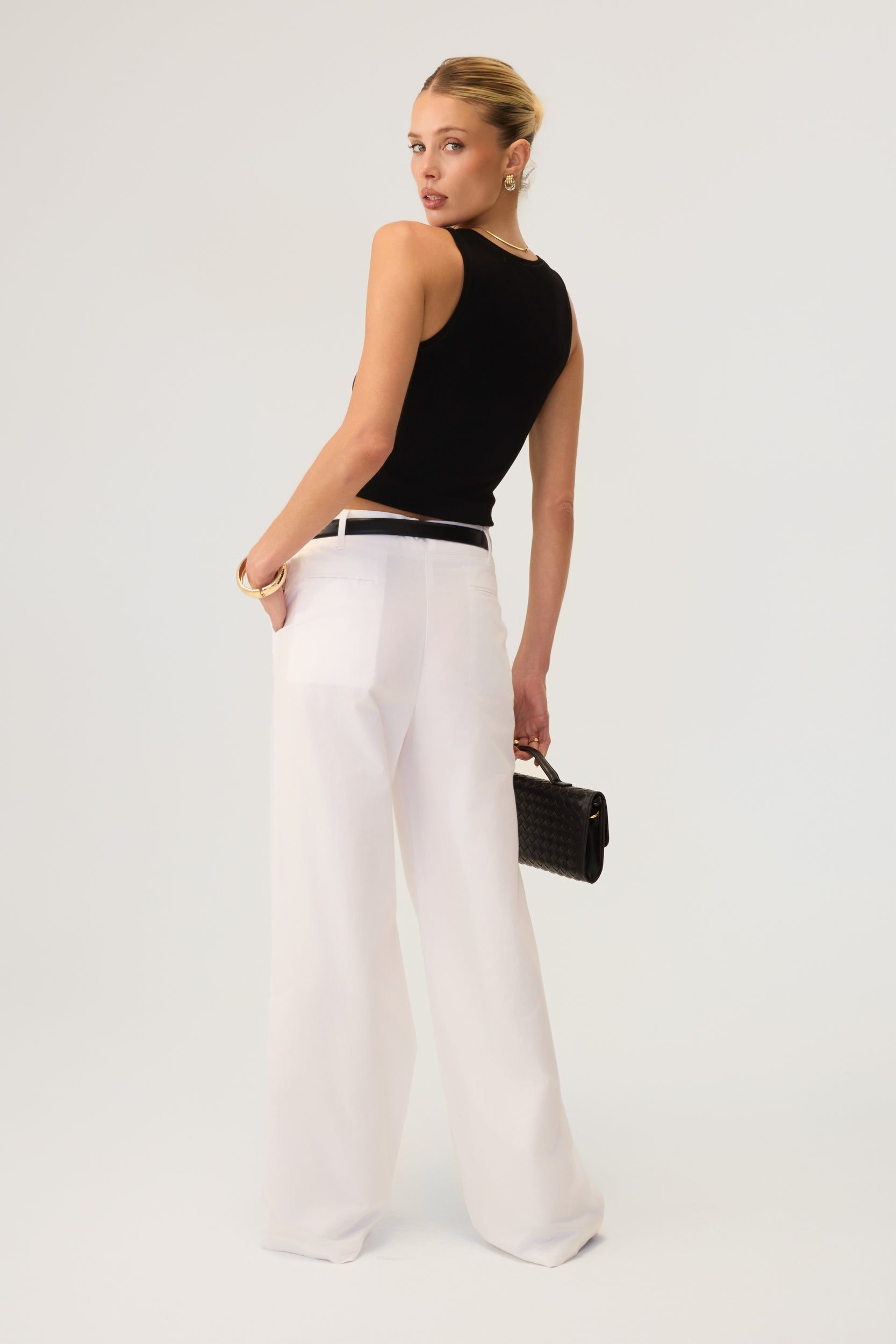 Milan Wide Leg Trousers White - Eco-Certified