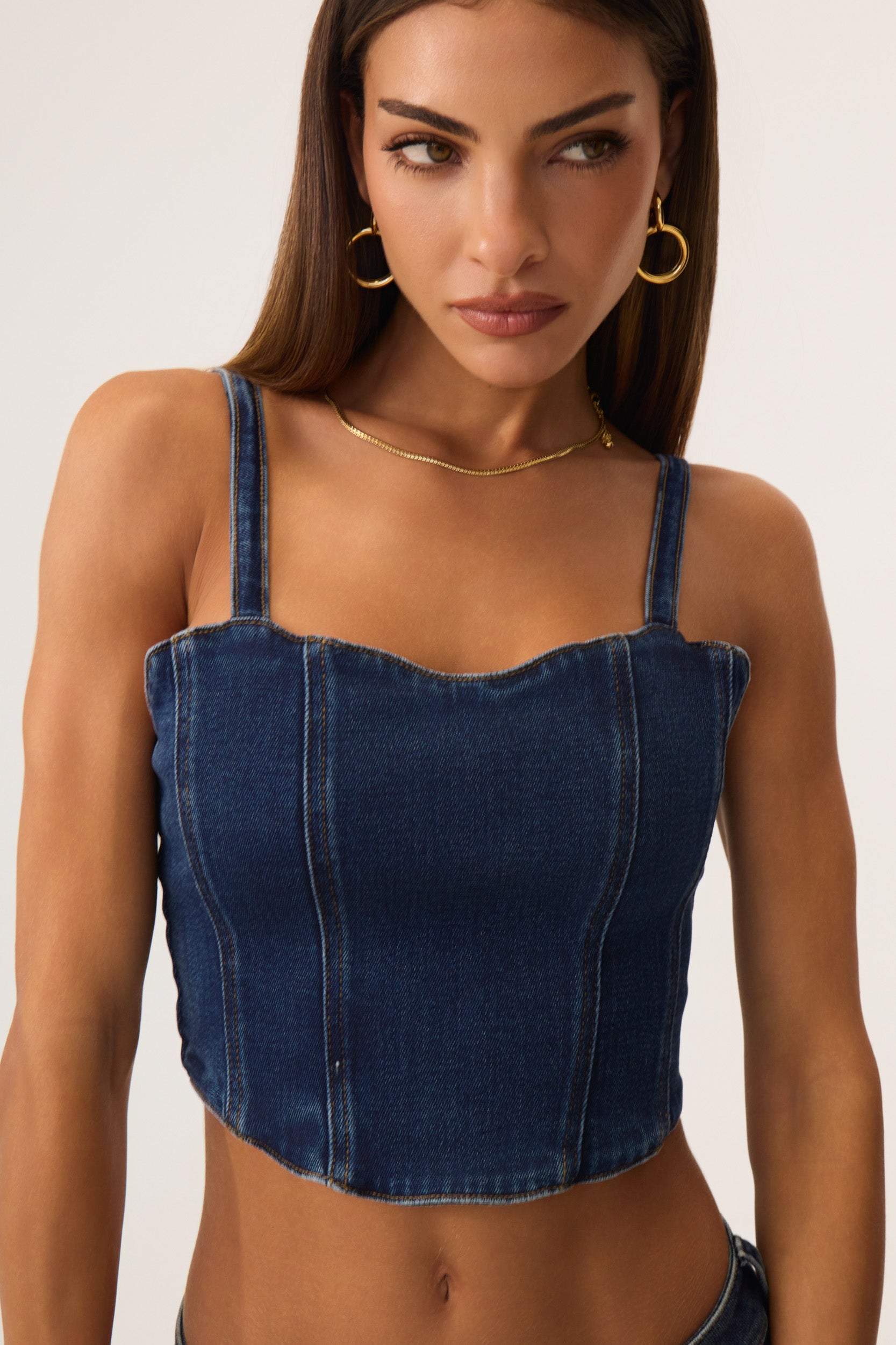 Zyla Denim Crop Top Dark Wash- Eco-Certified