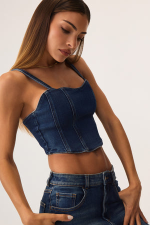Zyla Denim Crop Top Dark Wash- Eco-Certified