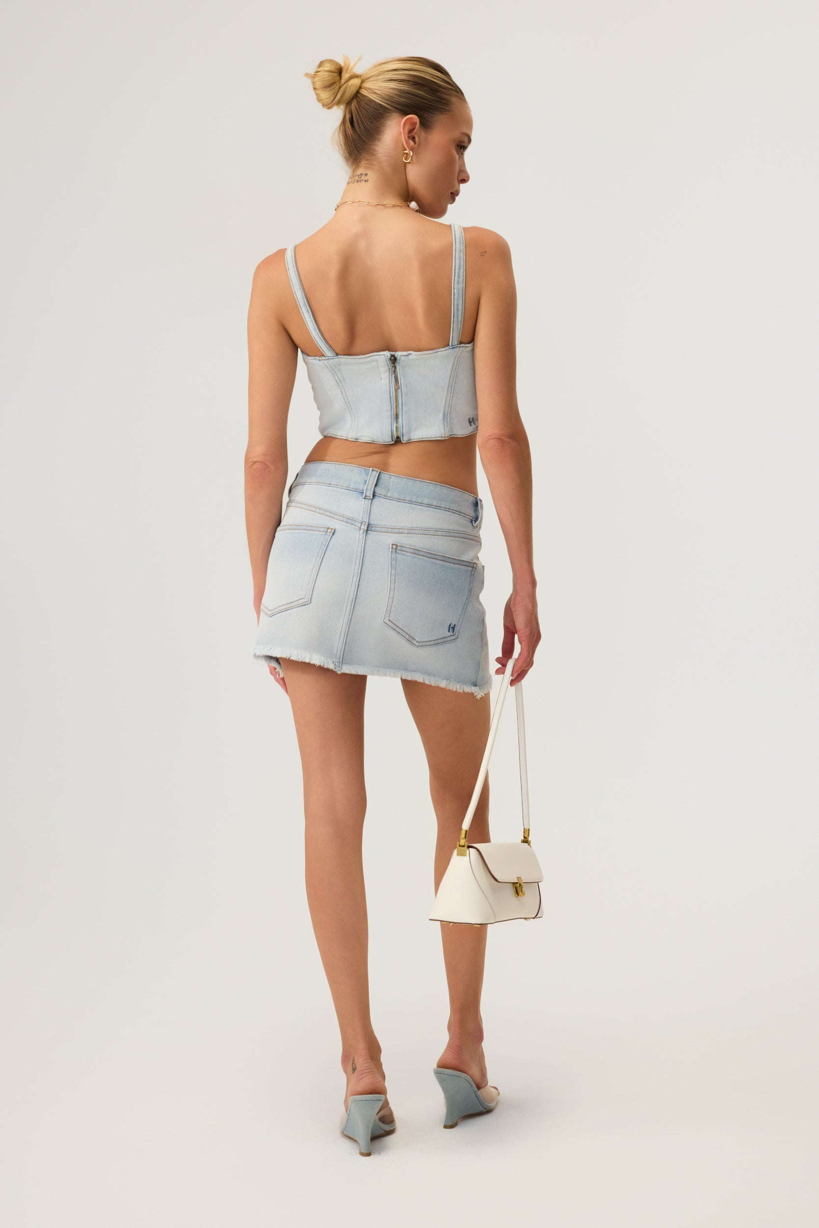 Zyla Denim Crop Top Light Wash- Eco-Certified