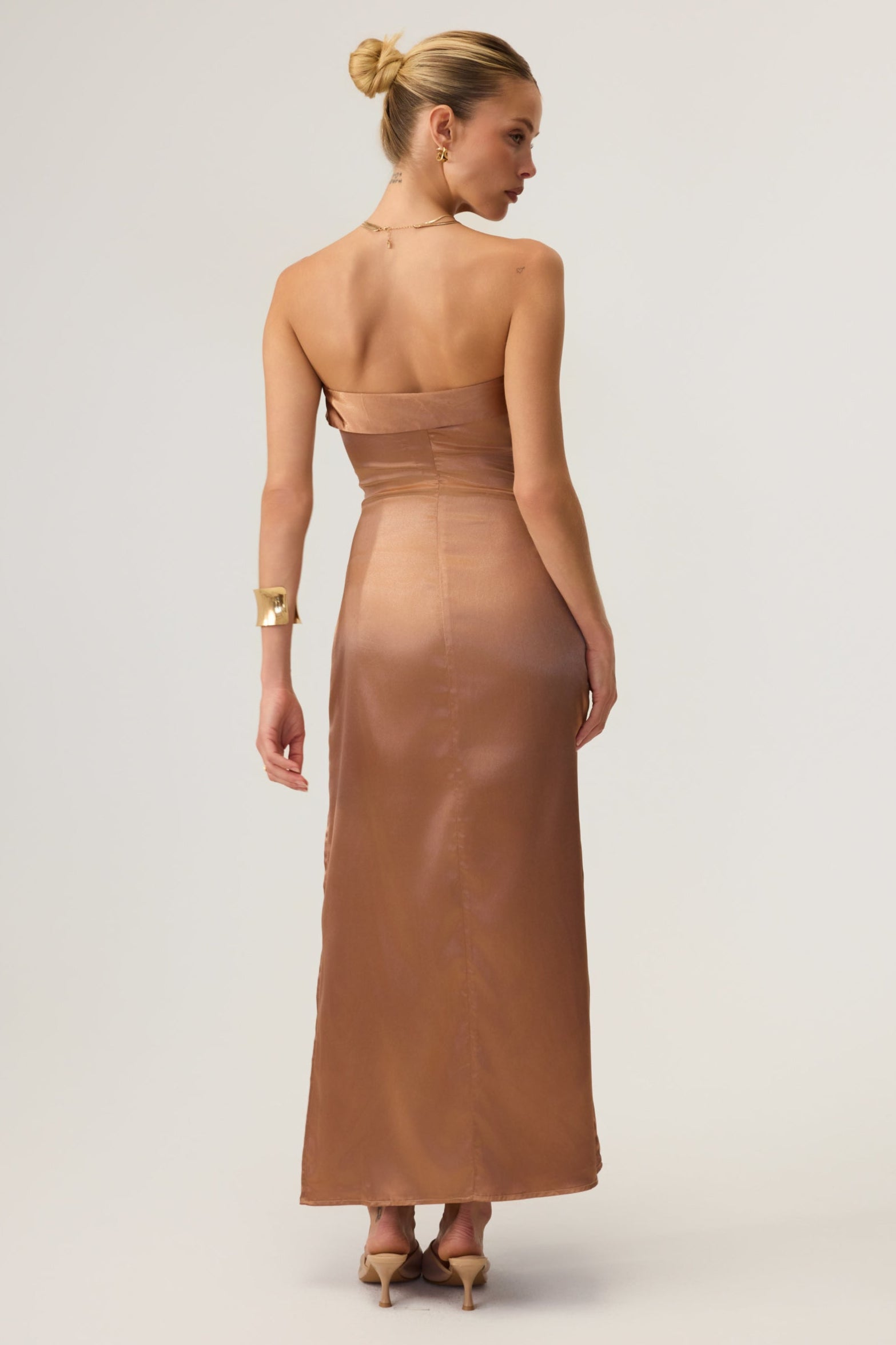 Avalon Satin Midi Dress Mocha - Eco-Certified