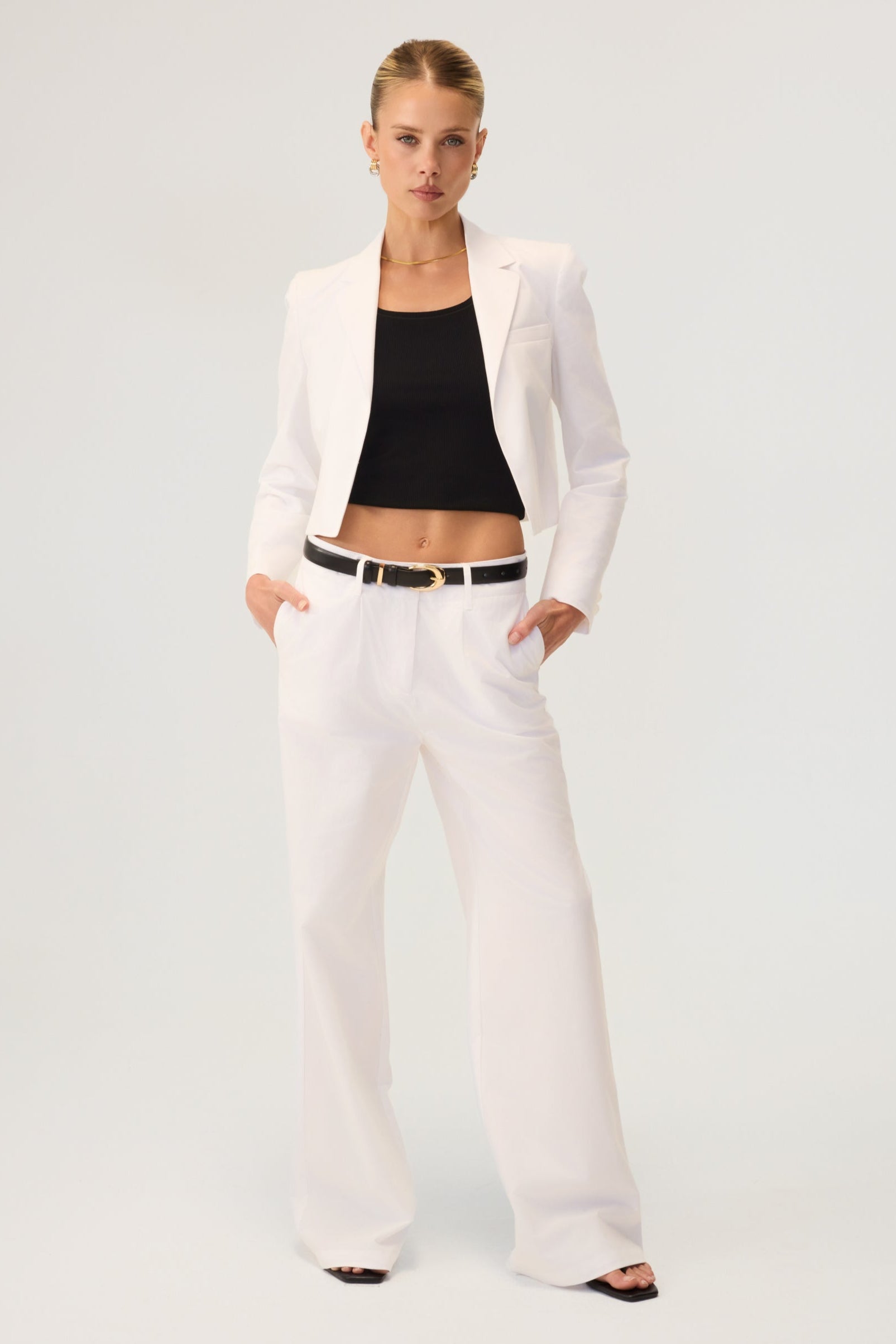 Capri Cropped Blazer White - Eco-Certified