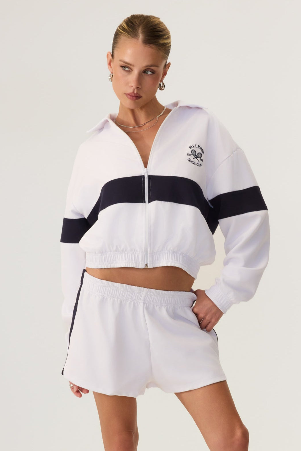 Melrose Social Club Track Jacket White - Eco-Certified