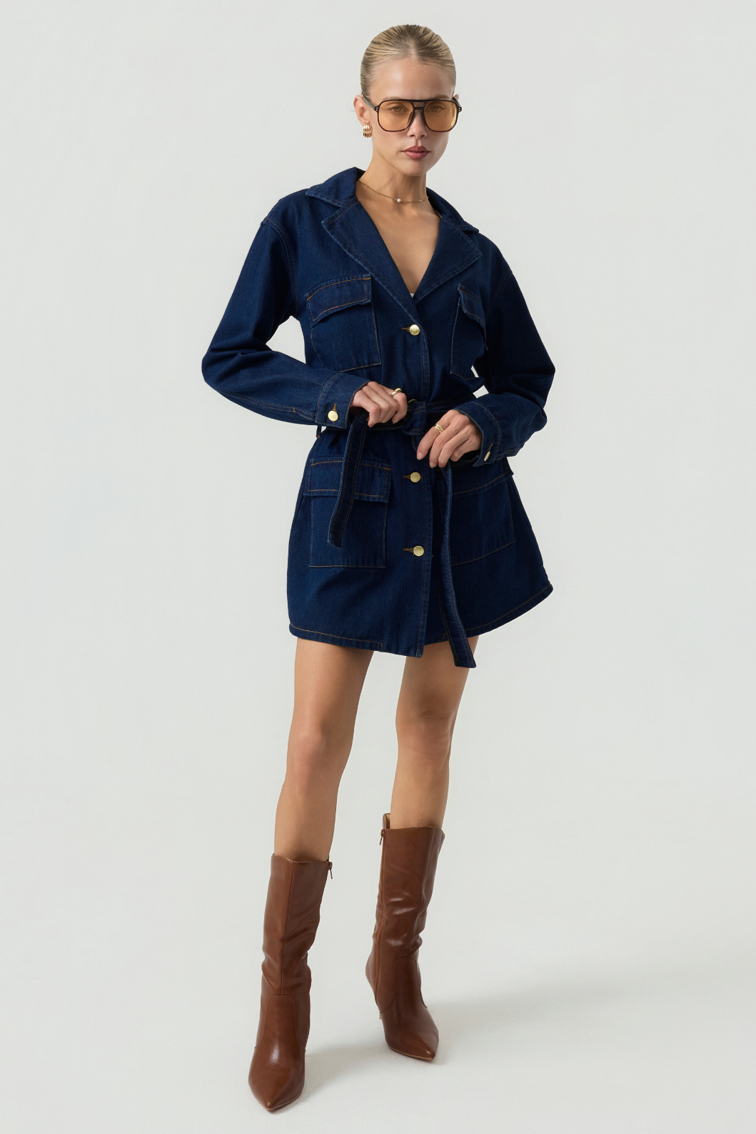 HYPEACH Belted Denim Dress Indigo Eco-Certified