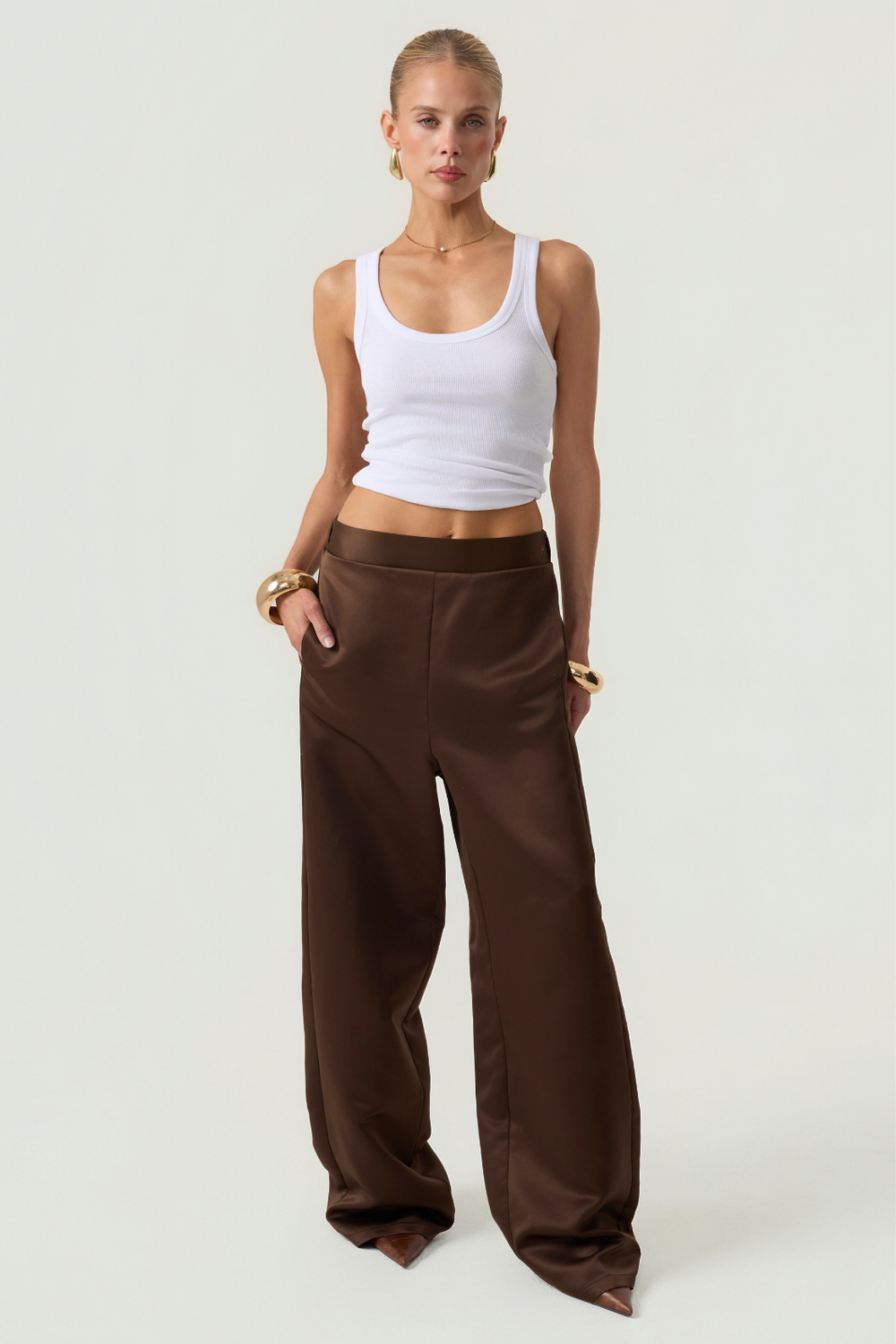 The Weekend Relaxed Eco-Satin Pants Brown