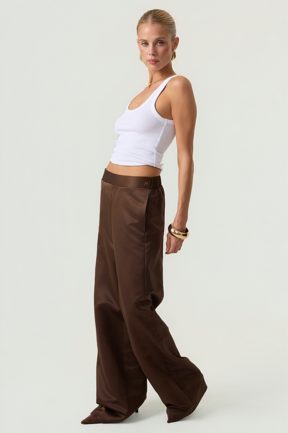 The Weekend Relaxed Eco-Satin Pants Brown