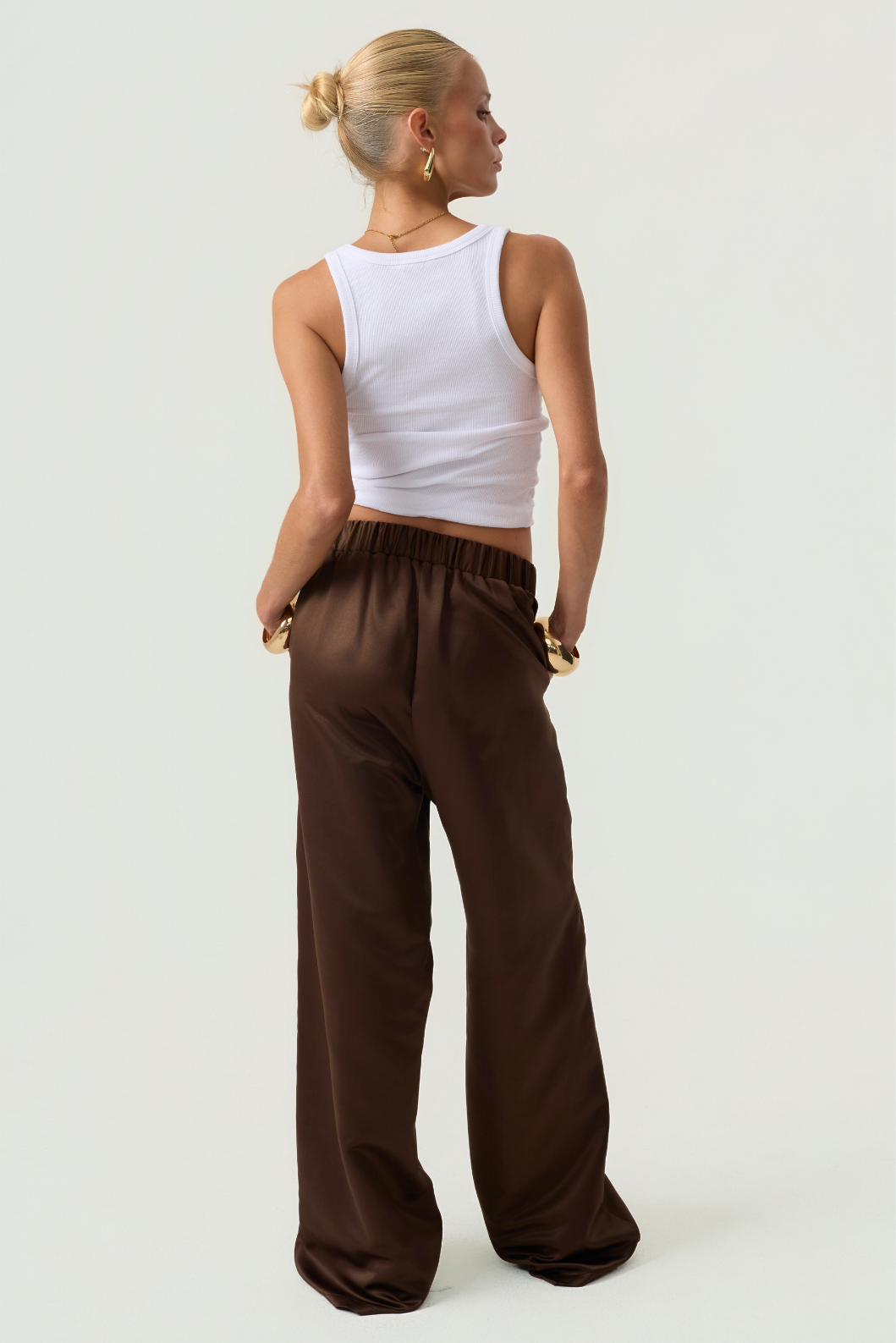 The Weekend Relaxed Eco-Satin Pants Brown