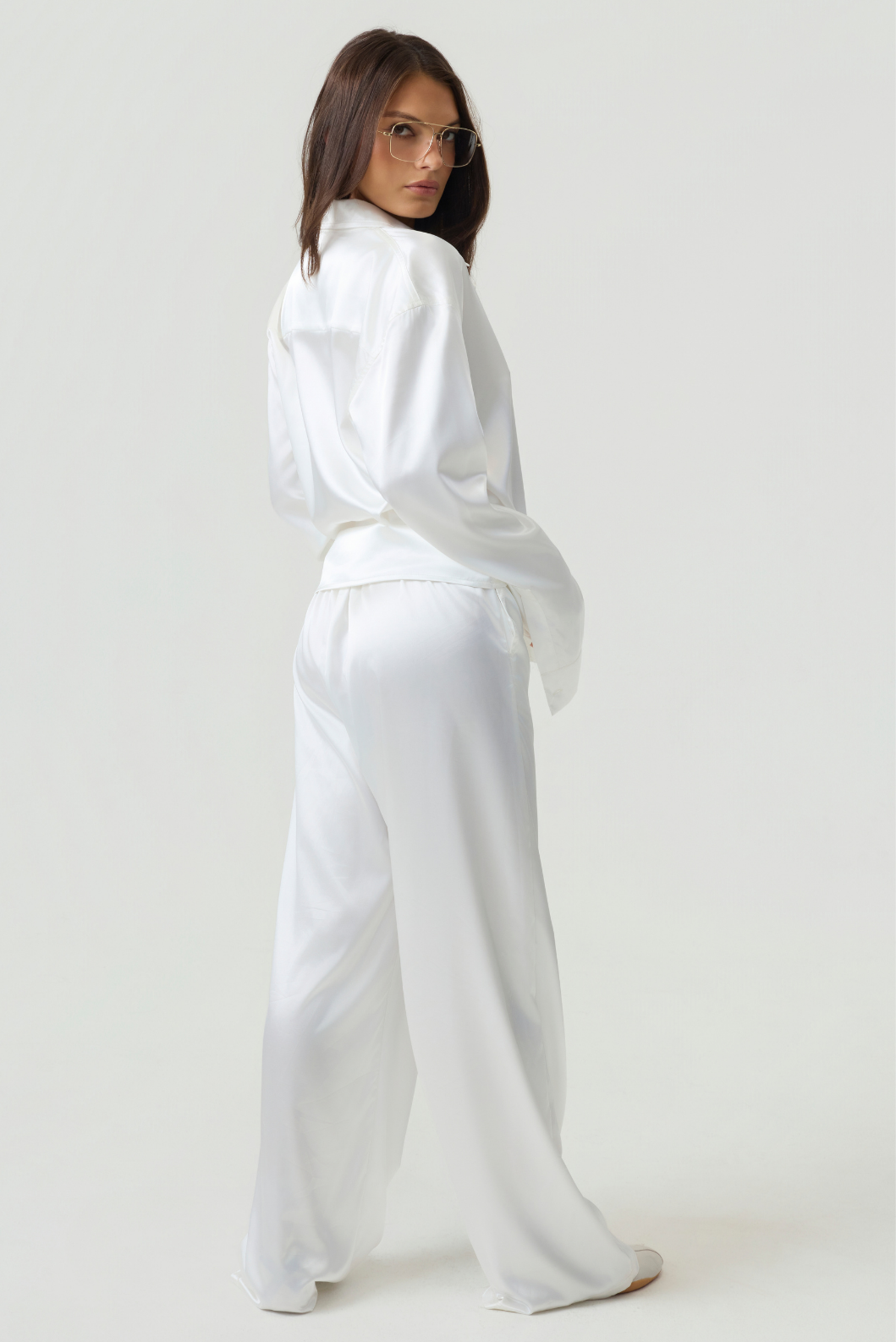 The Weekend Relaxed Eco-Satin Pants Ivory