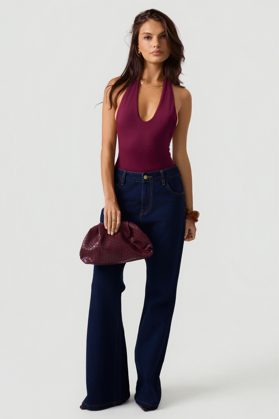 Sophi One Piece Halter Swimsuit Burgundy Eco-Certified