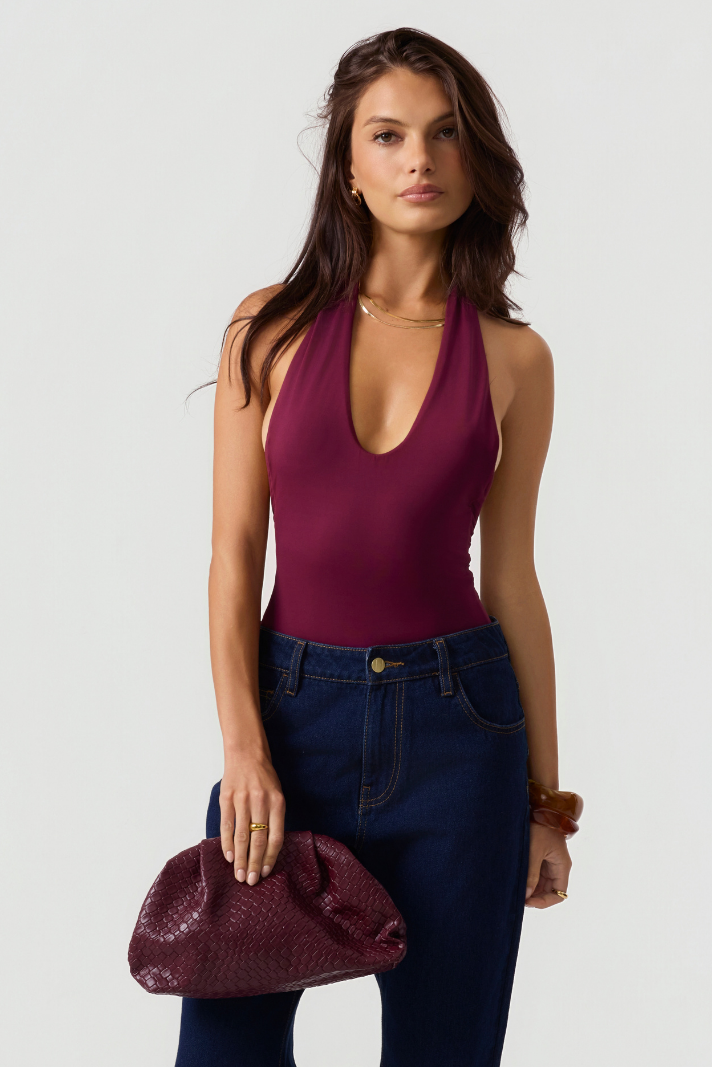 Sophi One Piece Halter Swimsuit Burgundy Eco-Certified