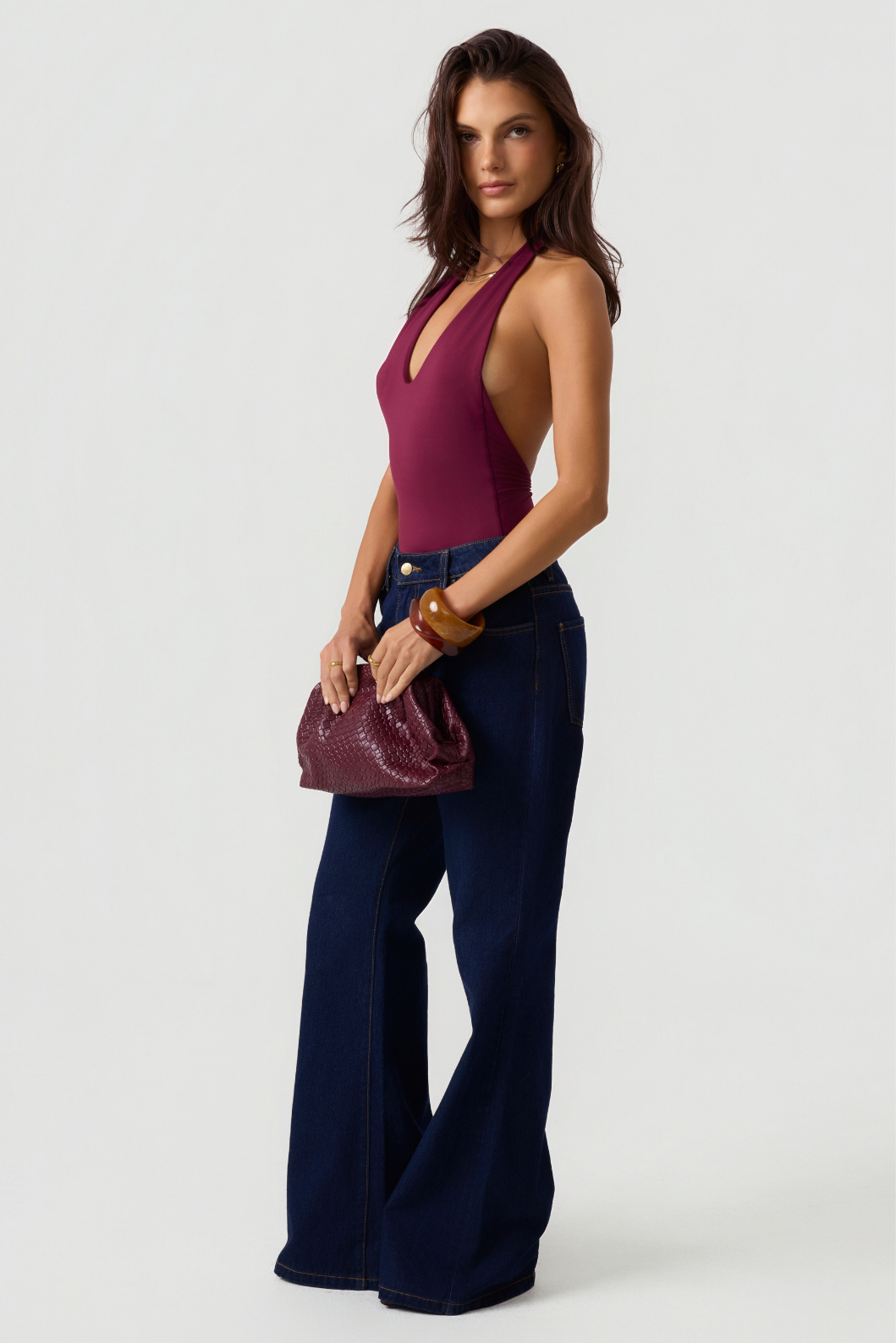 Sophi One Piece Halter Swimsuit Burgundy Eco-Certified