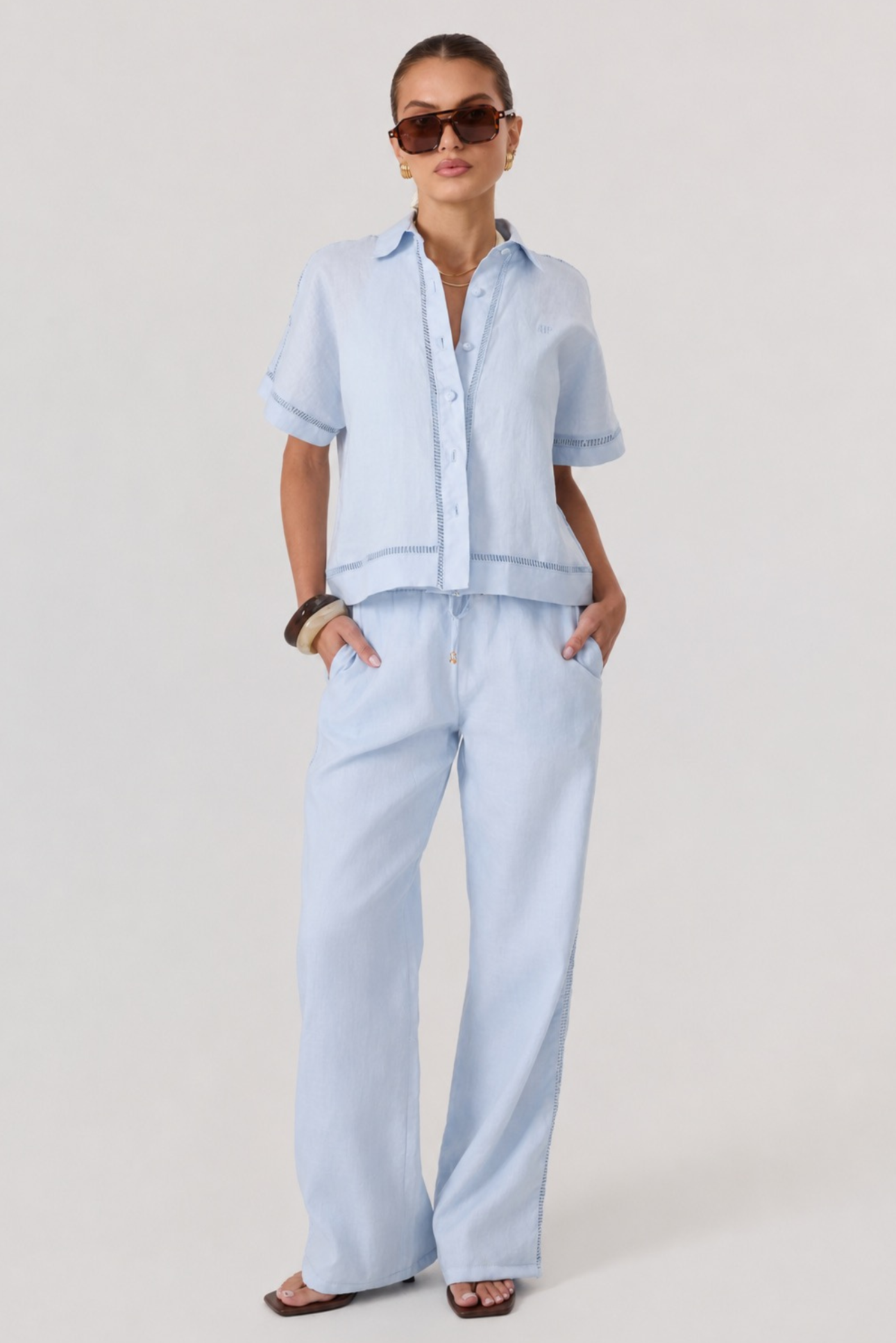 Tulum Linen Shirt Sky Blue - Eco-Certified
