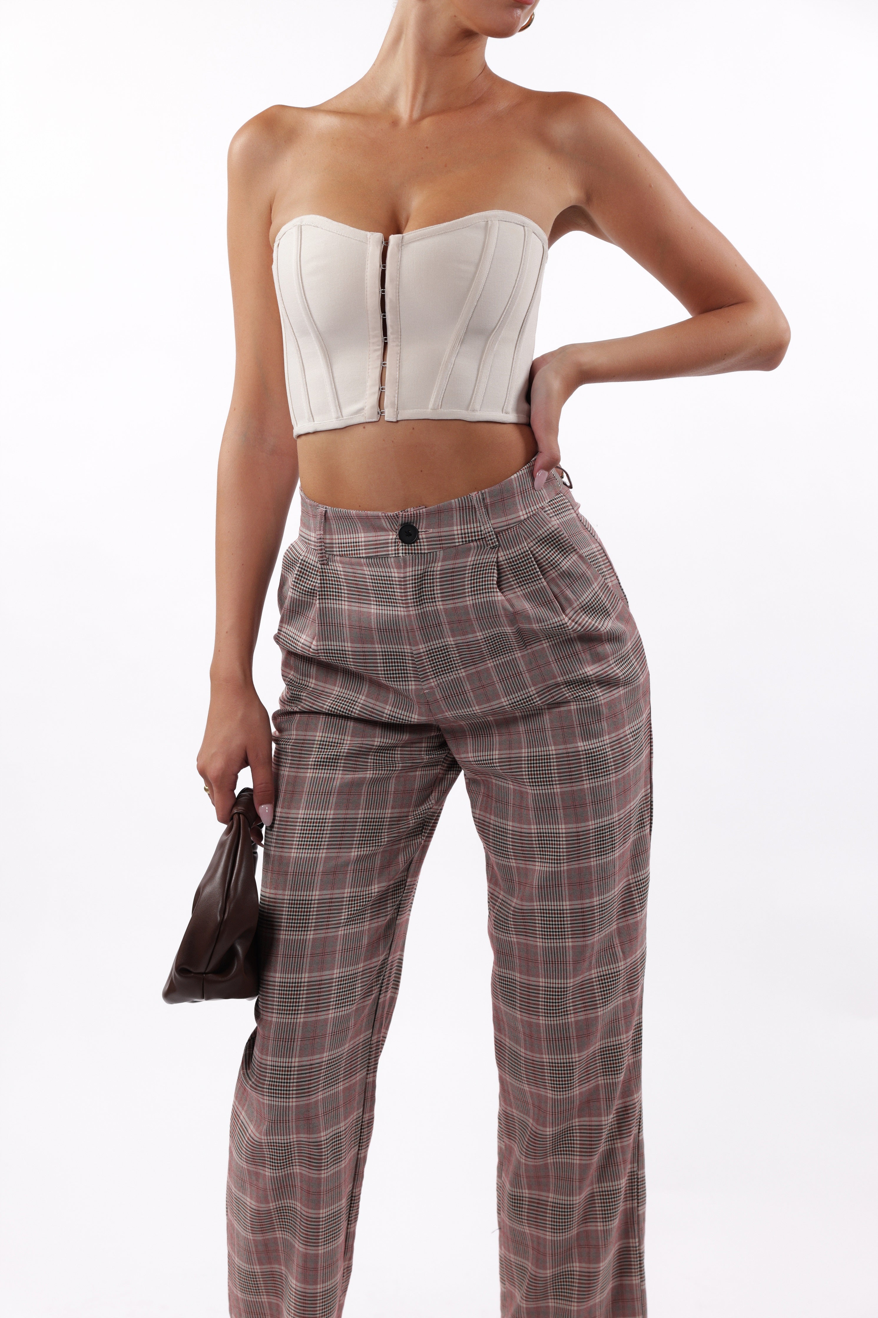 SoHo Plaid Trousers Mauve