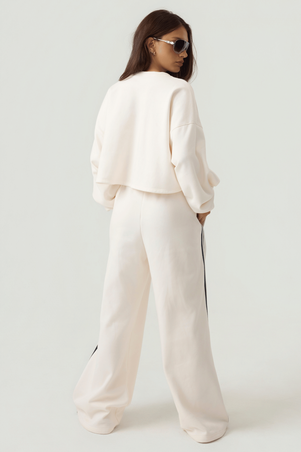 Melrose Social Club Cropped Sweatshirt Ivory Eco-Certified