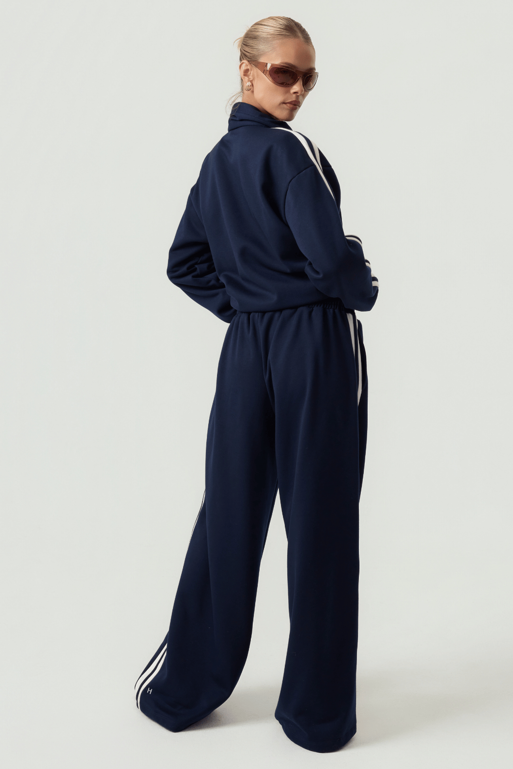 Melrose Social Club Fleece Track Pants Navy Eco-Certified