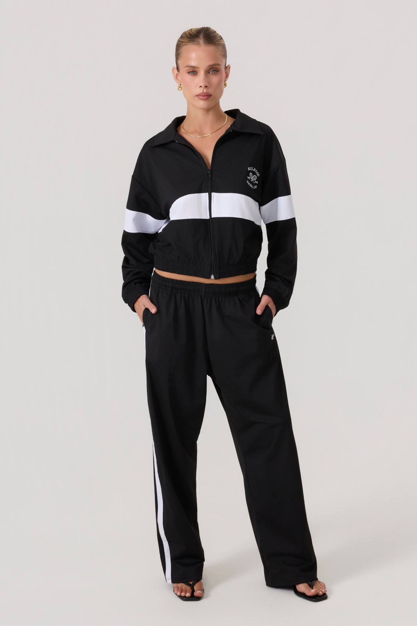 Melrose Social Club Track Jacket Black - Eco-Certified