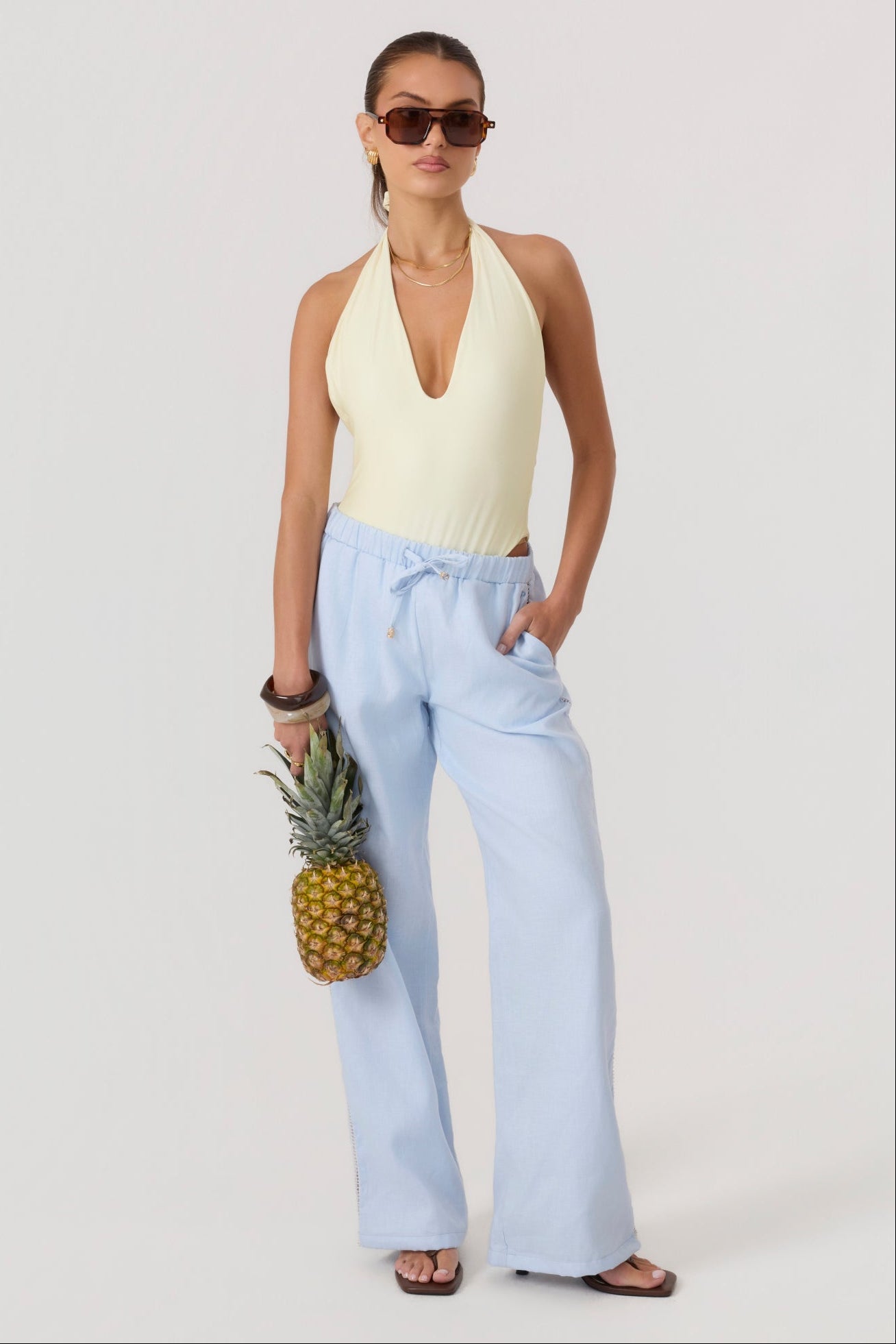Tulum Linen Pants Sky Blue - Eco-Certified