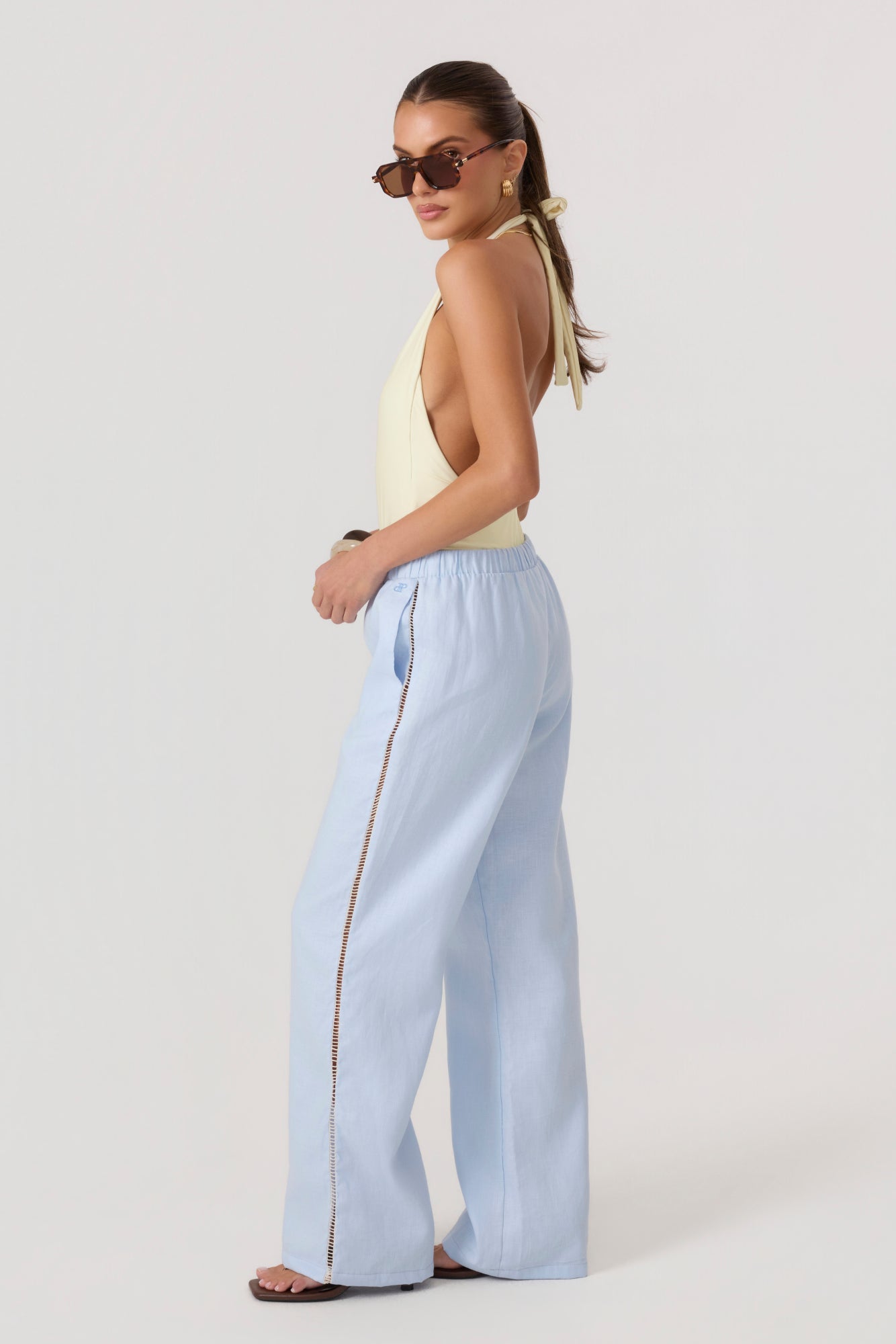 Tulum Linen Pants Sky Blue - Eco-Certified