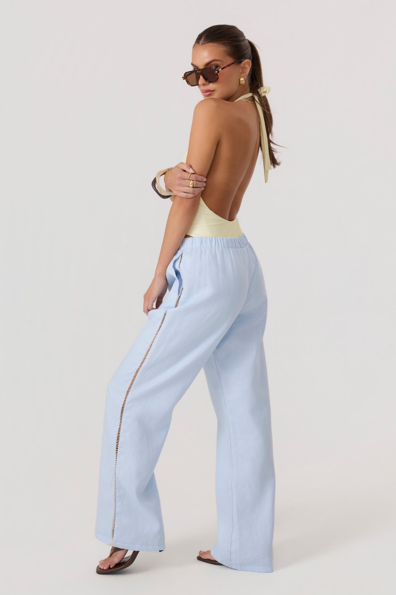 Tulum Linen Pants Sky Blue - Eco-Certified