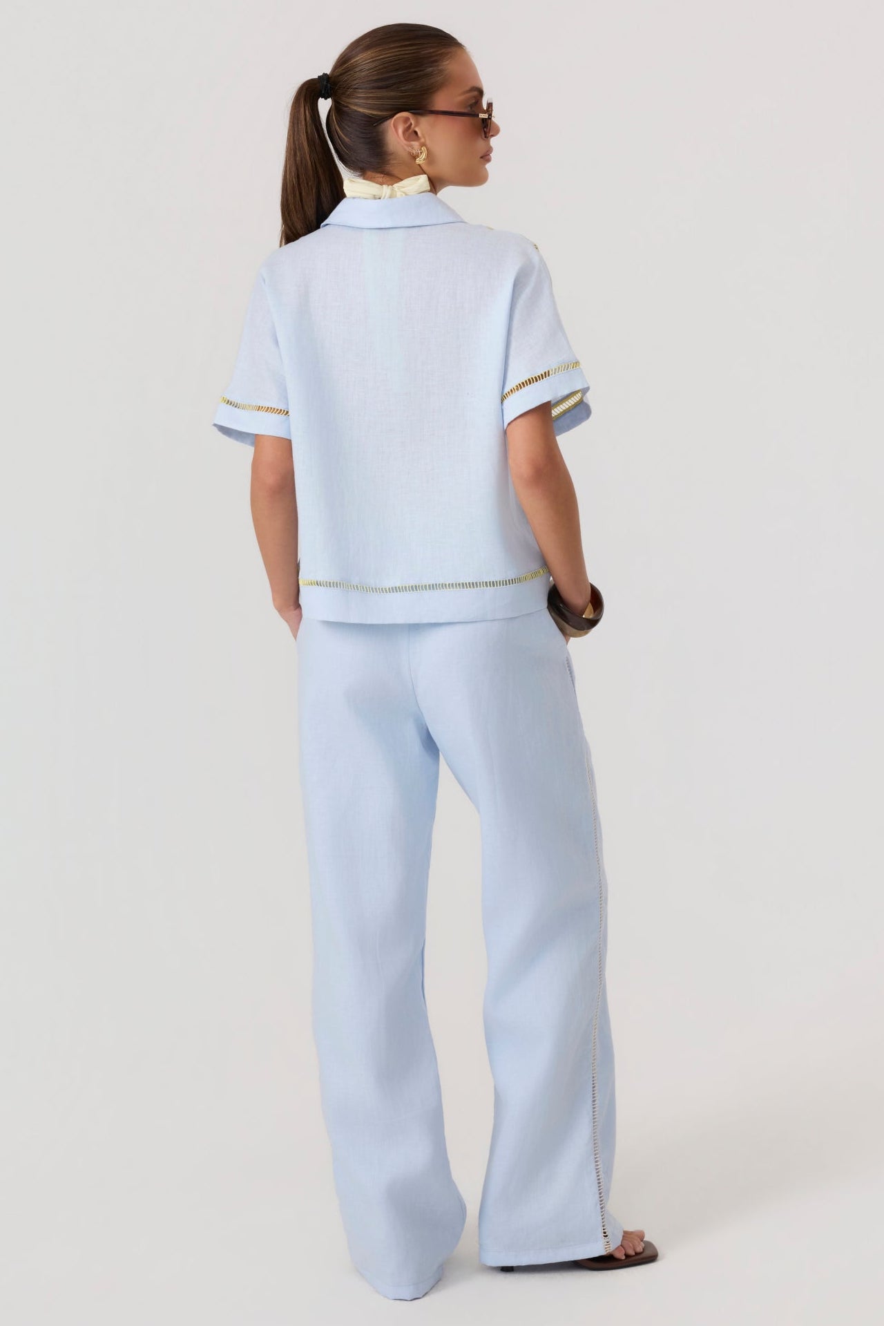 Tulum Linen Pants Sky Blue - Eco-Certified
