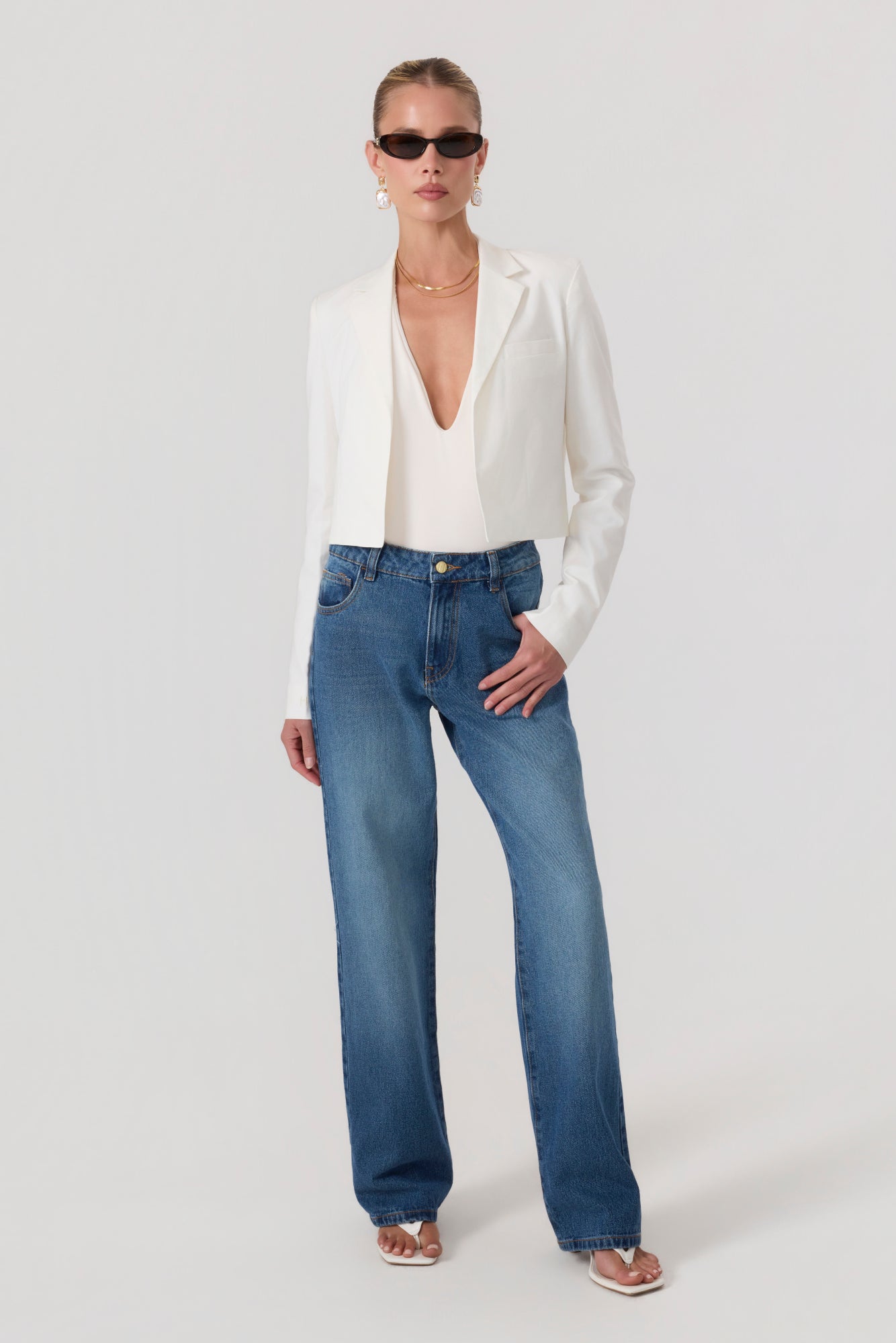 Capri Cropped Blazer White - Eco-Certified