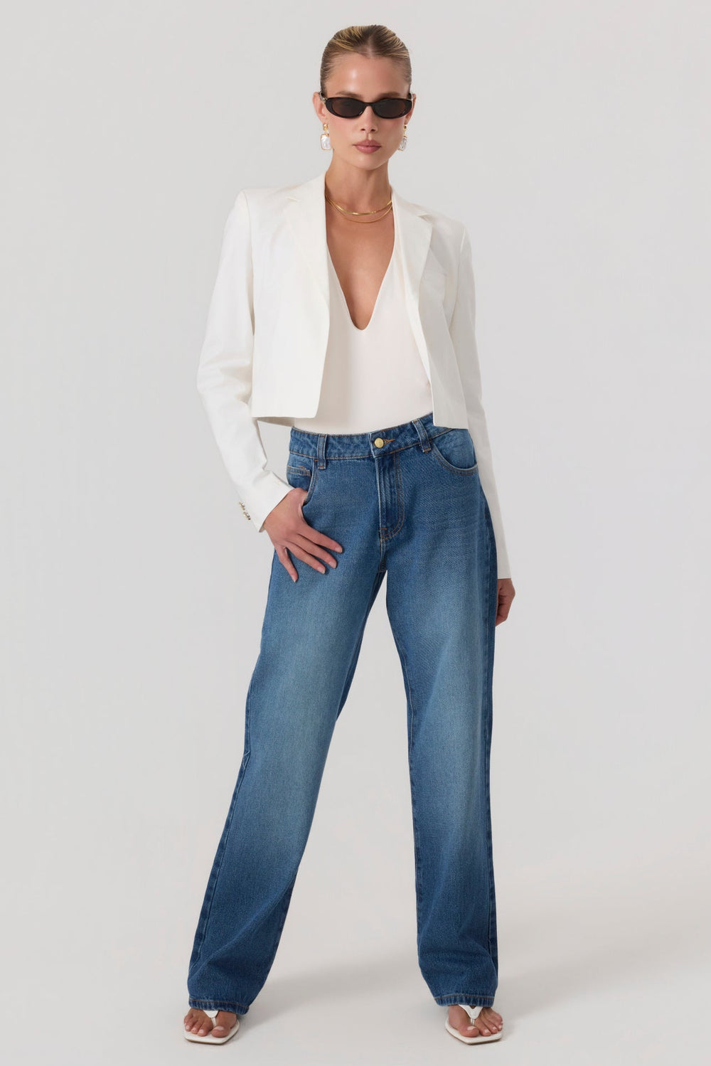 Capri Cropped Blazer White - Eco-Certified