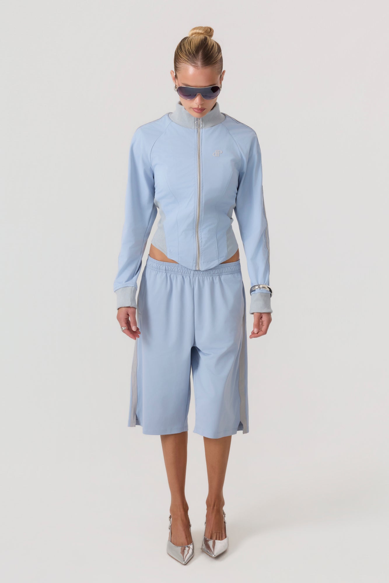 Melrose Social Club Capri Track Pants Sky Blue
