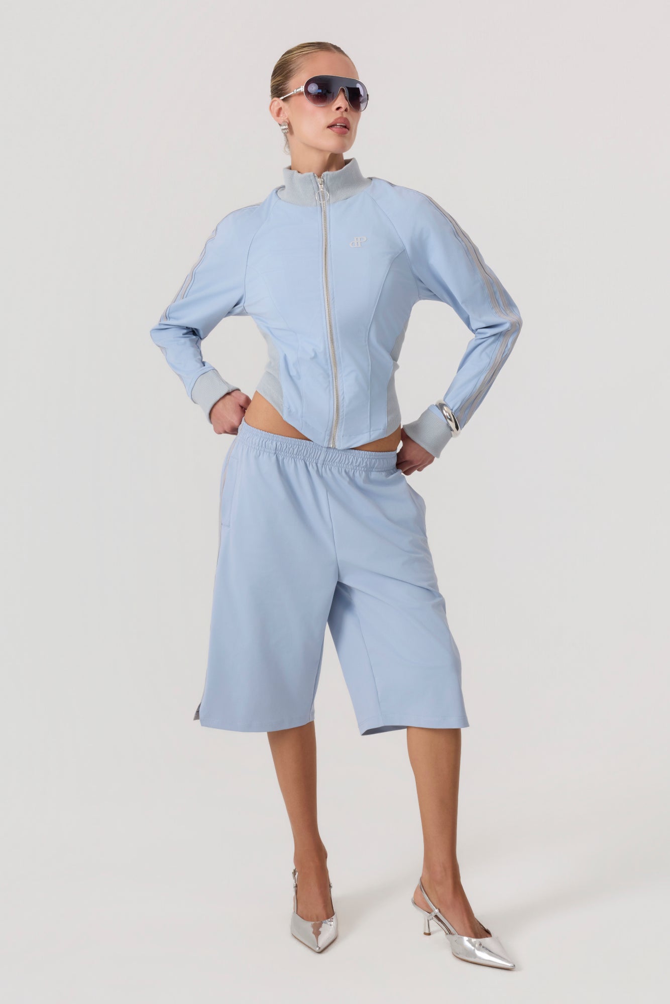 Melrose Social Club Capri Track Pants Sky Blue