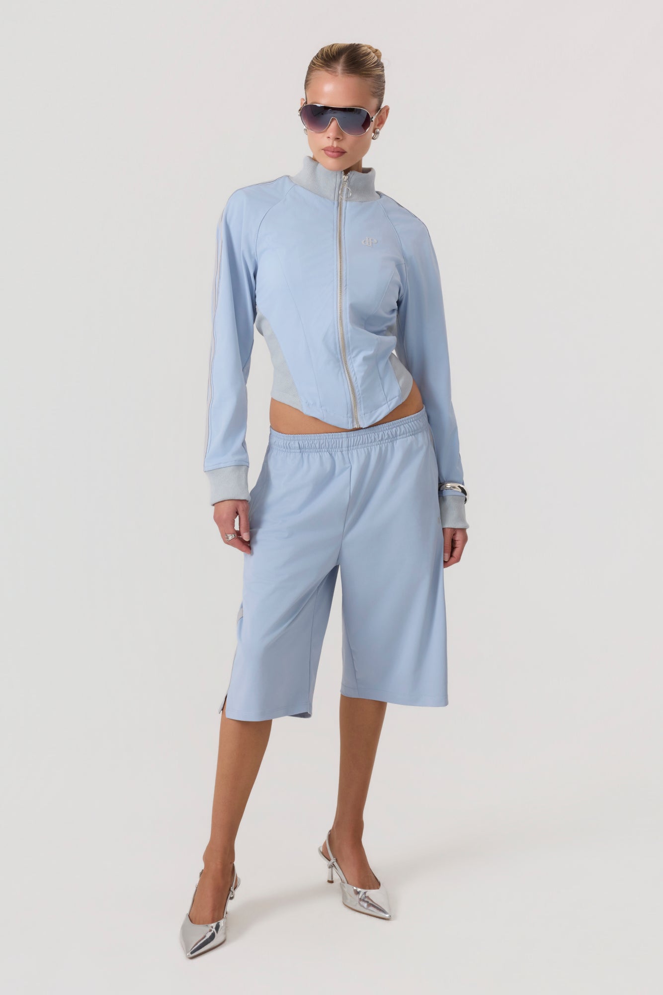 Melrose Social Club Capri Track Pants Sky Blue