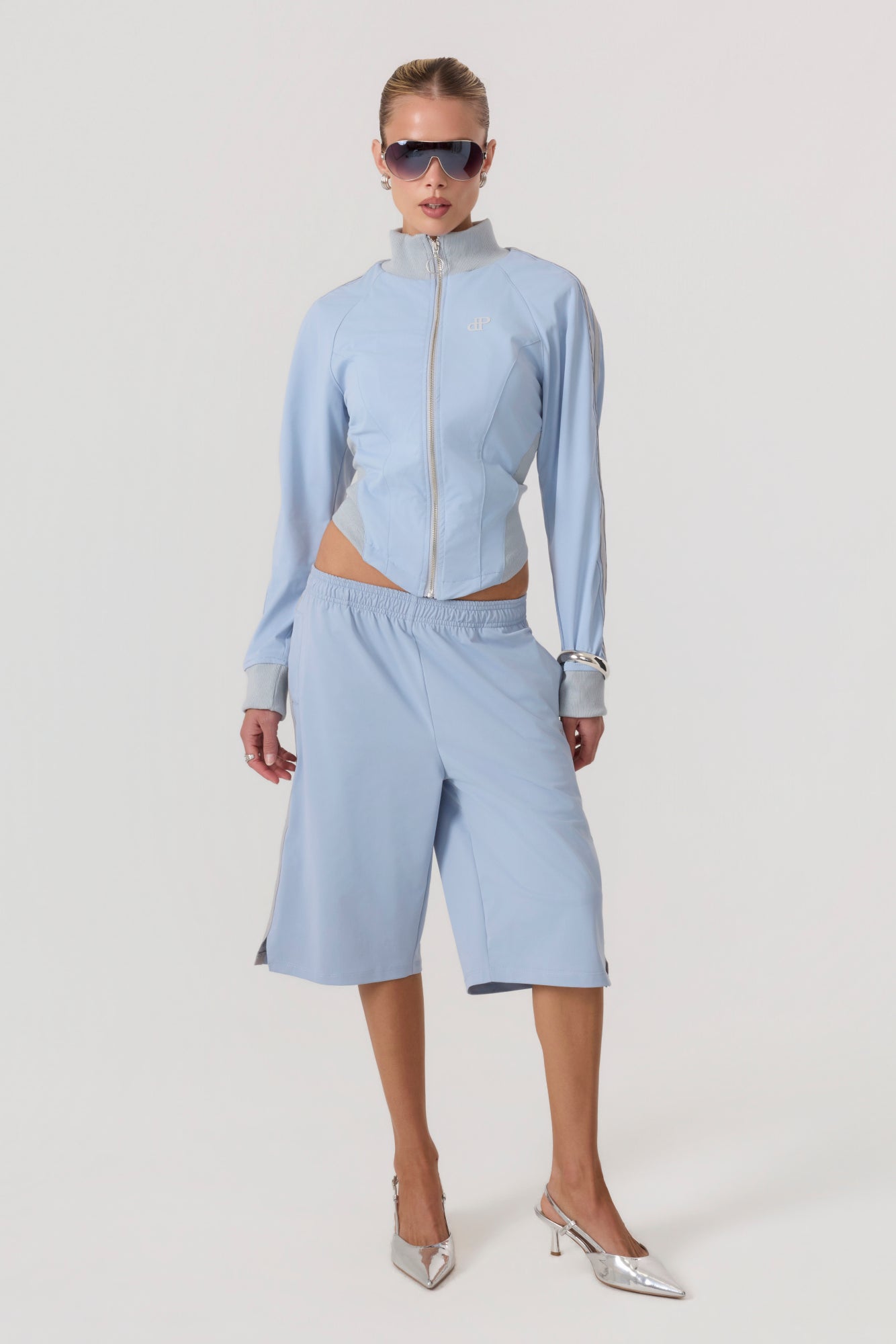 Melrose Social Club Capri Track Pants Sky Blue