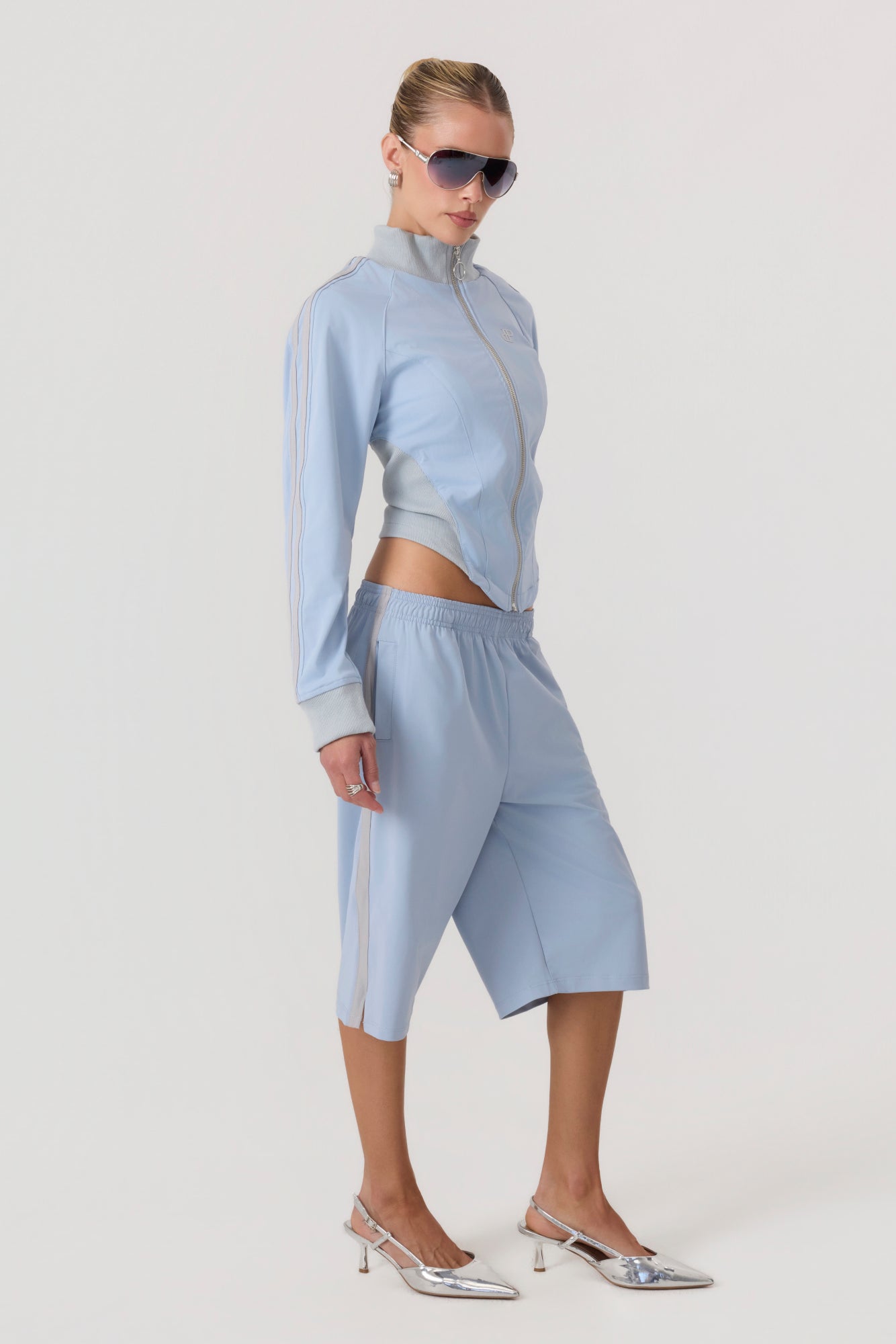 Melrose Social Club Capri Track Pants Sky Blue