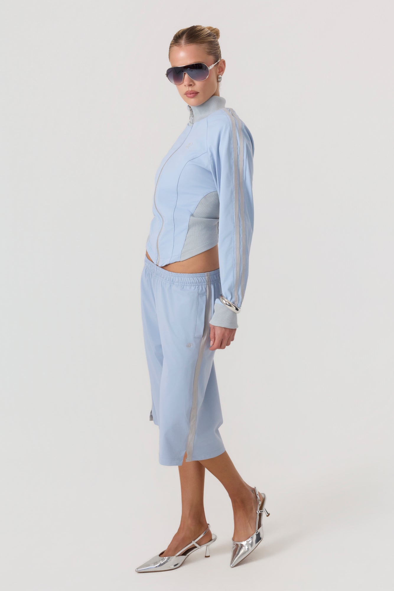 Melrose Social Club Capri Track Pants Sky Blue