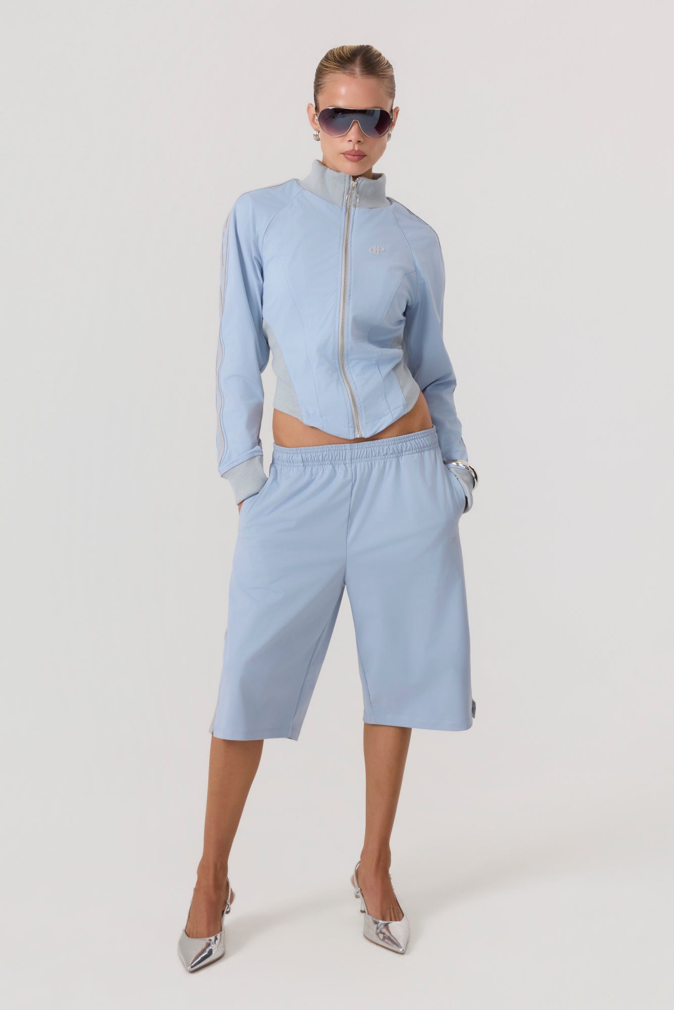 Melrose Social Club Capri Track Pants Sky Blue
