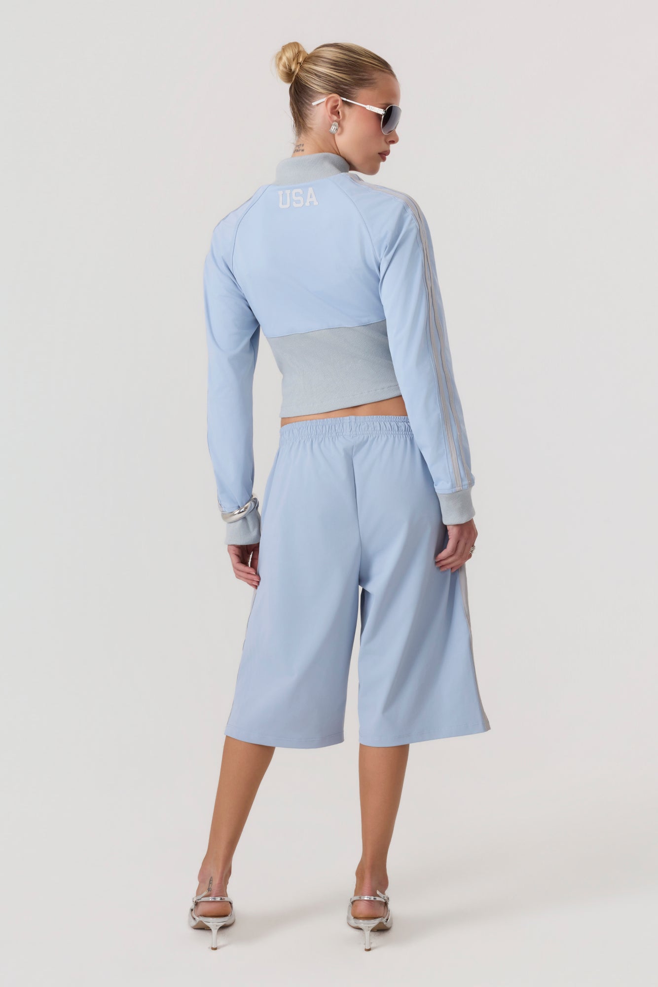 Melrose Social Club Capri Track Pants Sky Blue