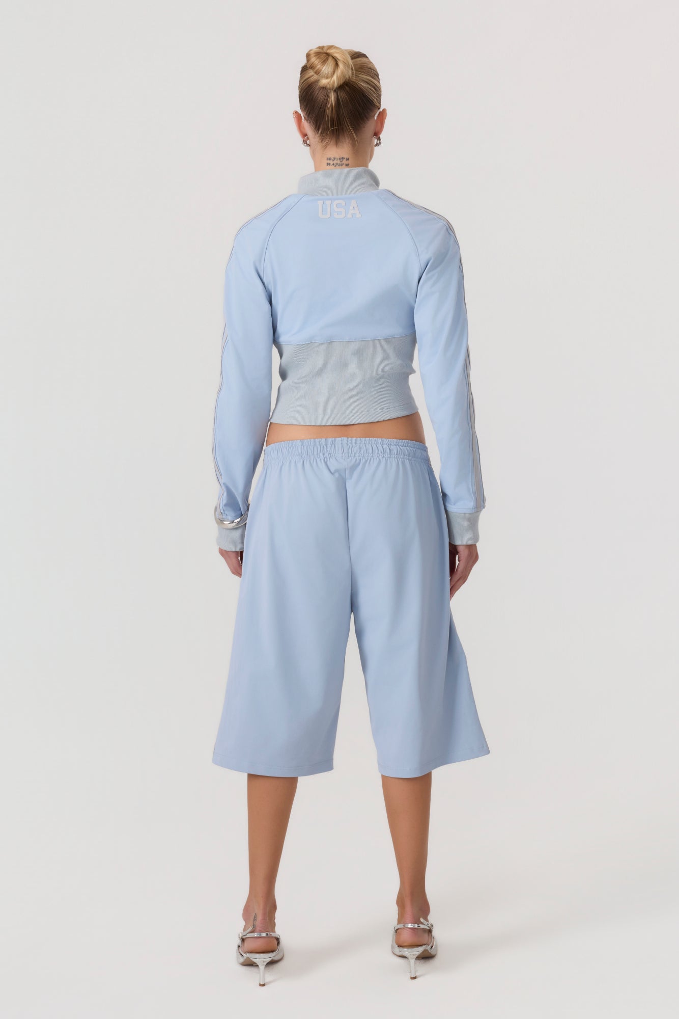 Melrose Social Club Capri Track Pants Sky Blue