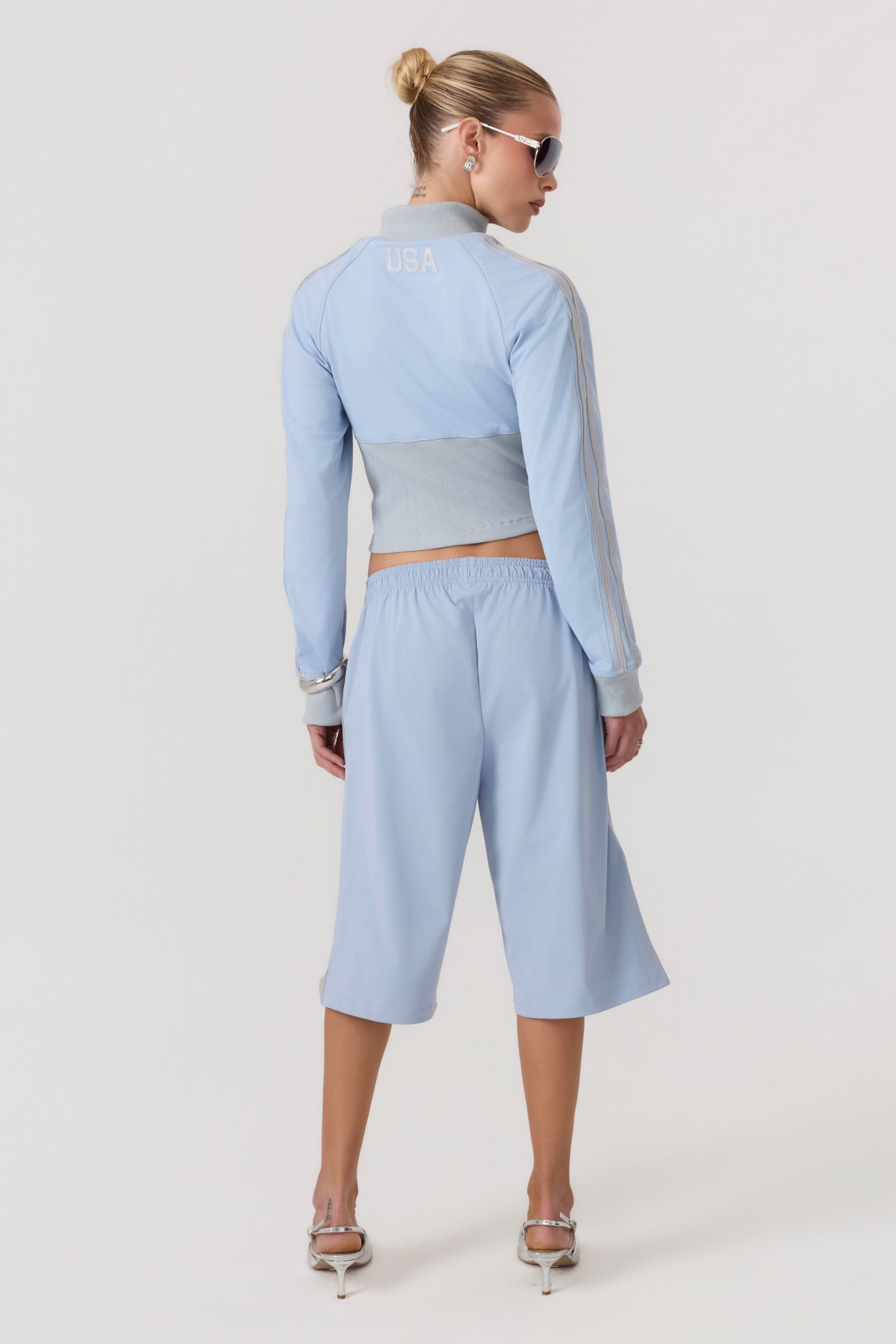 Melrose Social Club Capri Track Pants Sky Blue