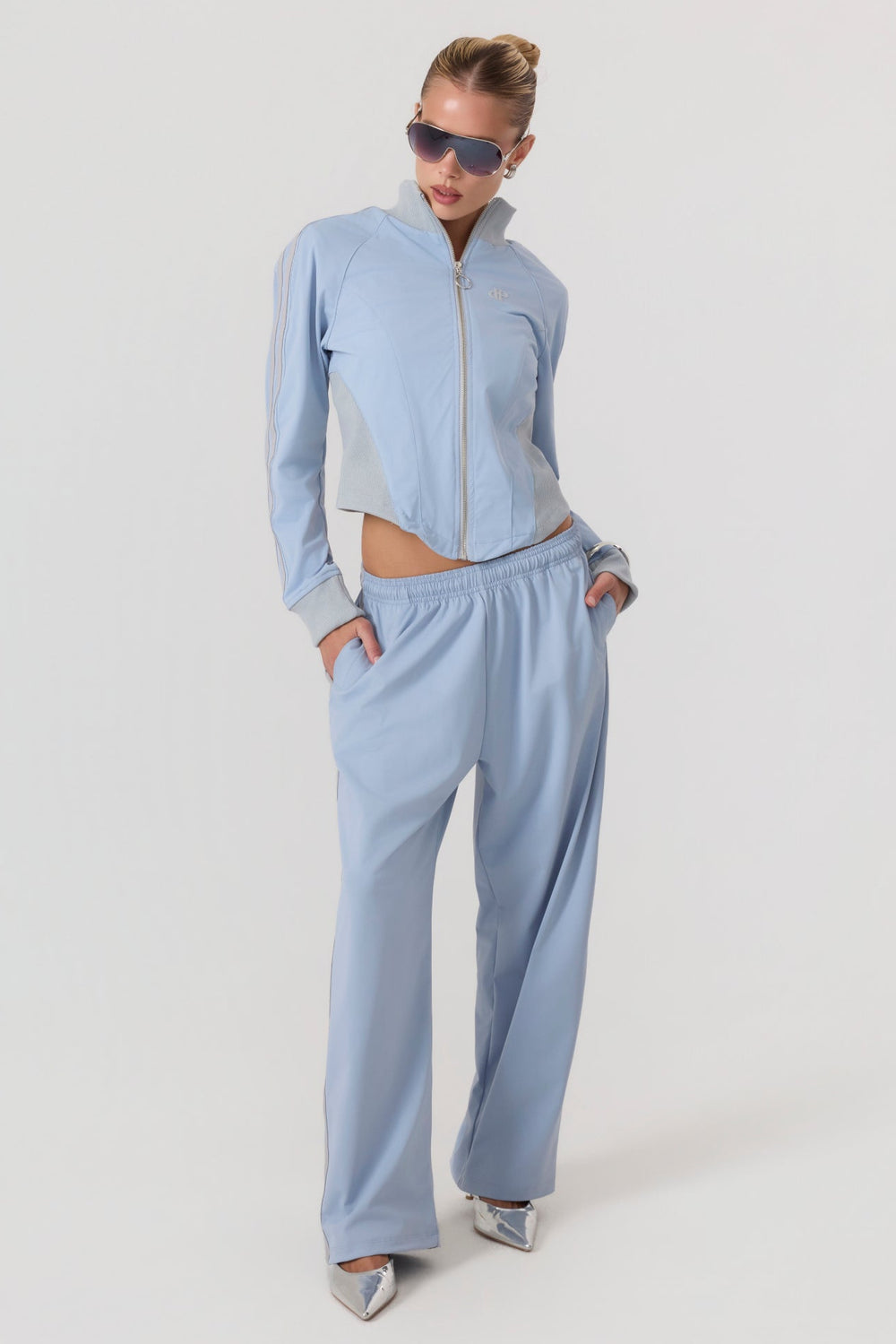Melrose Social Club Track Pants Sky Blue - Eco-Certified