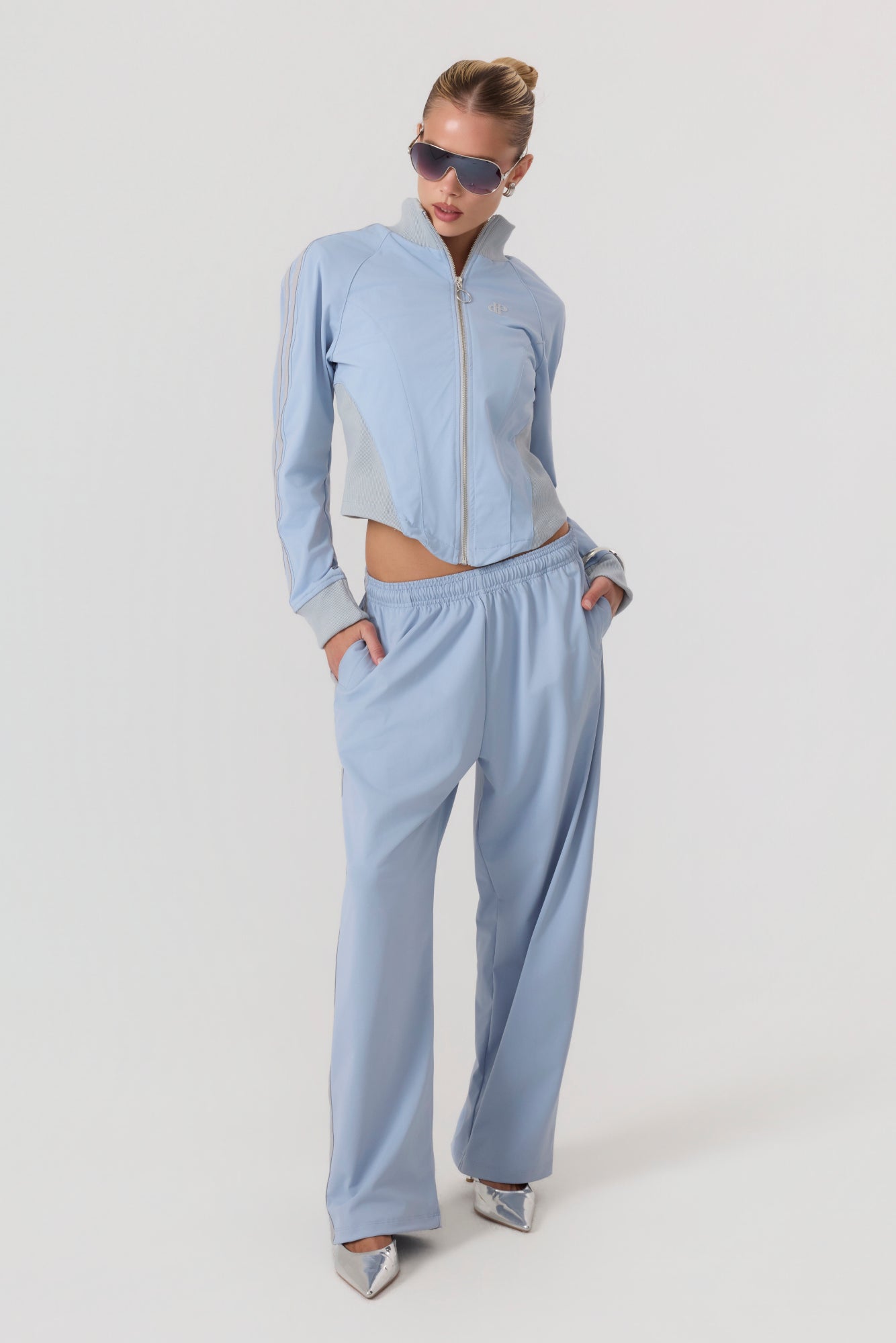 Melrose Social Club Track Pants Sky Blue - Eco-Certified