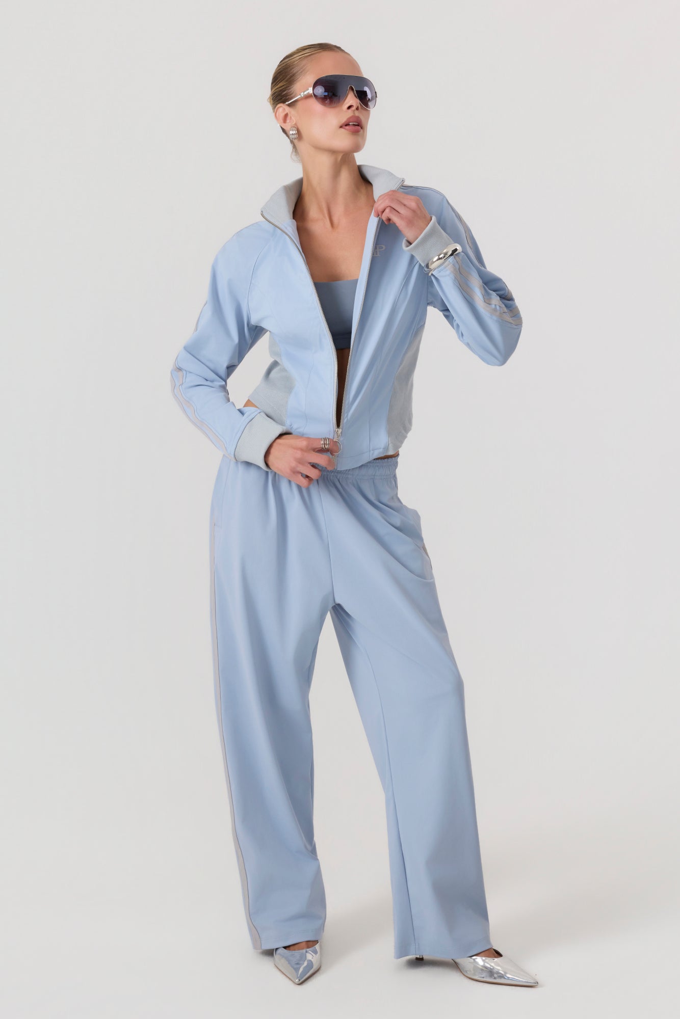 Melrose Social Club Track Pants Sky Blue - Eco-Certified