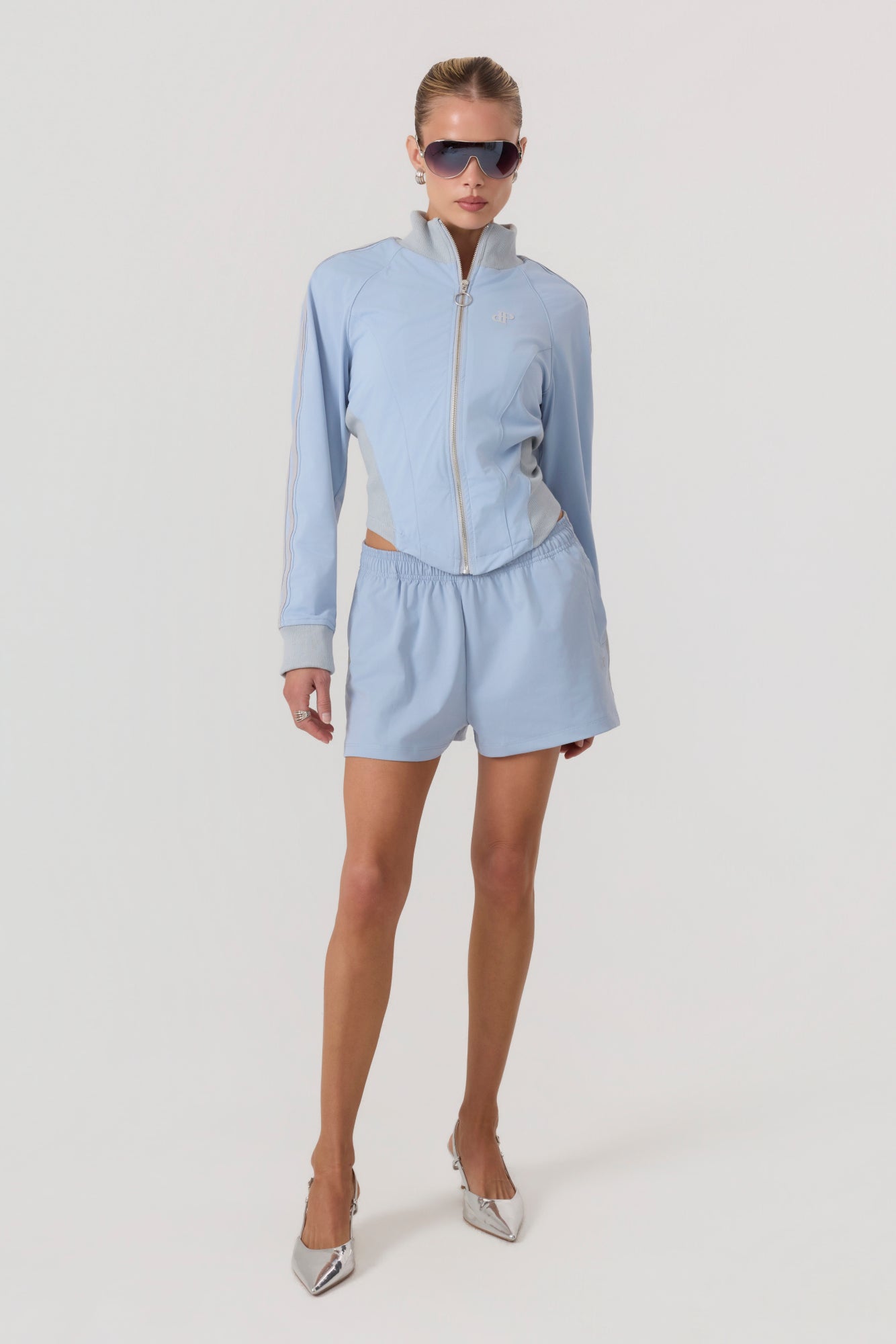 Melrose Social Club Track Shorts Sky Blue - Eco-Certified