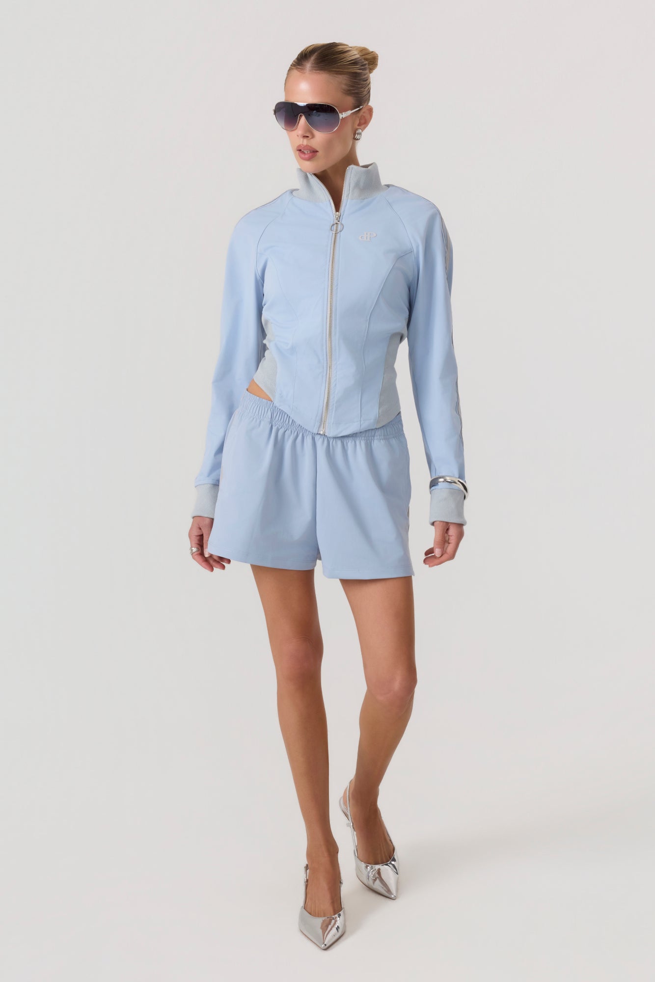 Melrose Social Club Track Shorts Sky Blue - Eco-Certified