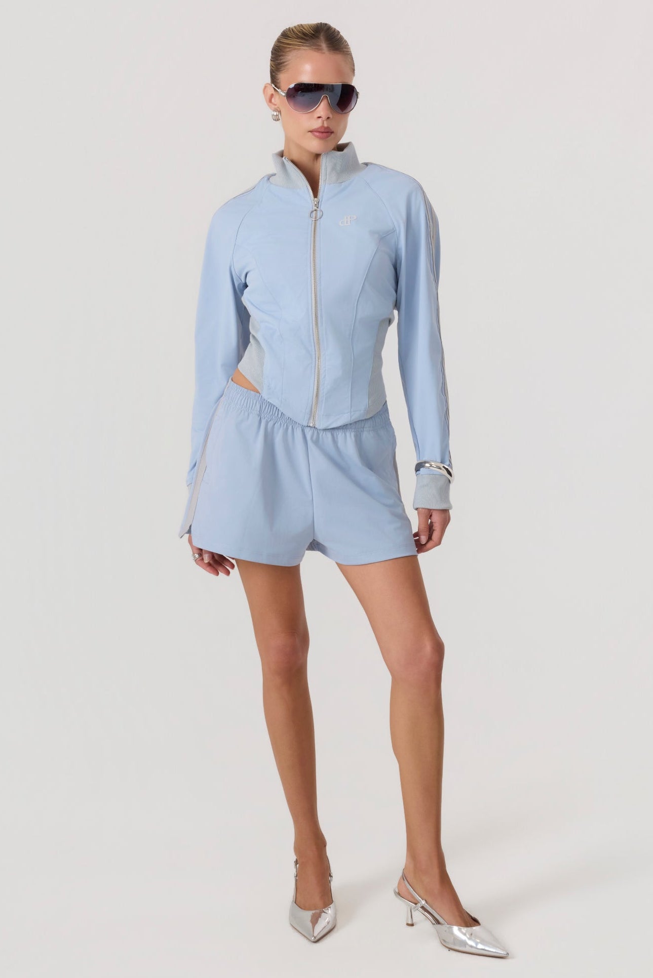 Melrose Social Club Track Shorts Sky Blue - Eco-Certified