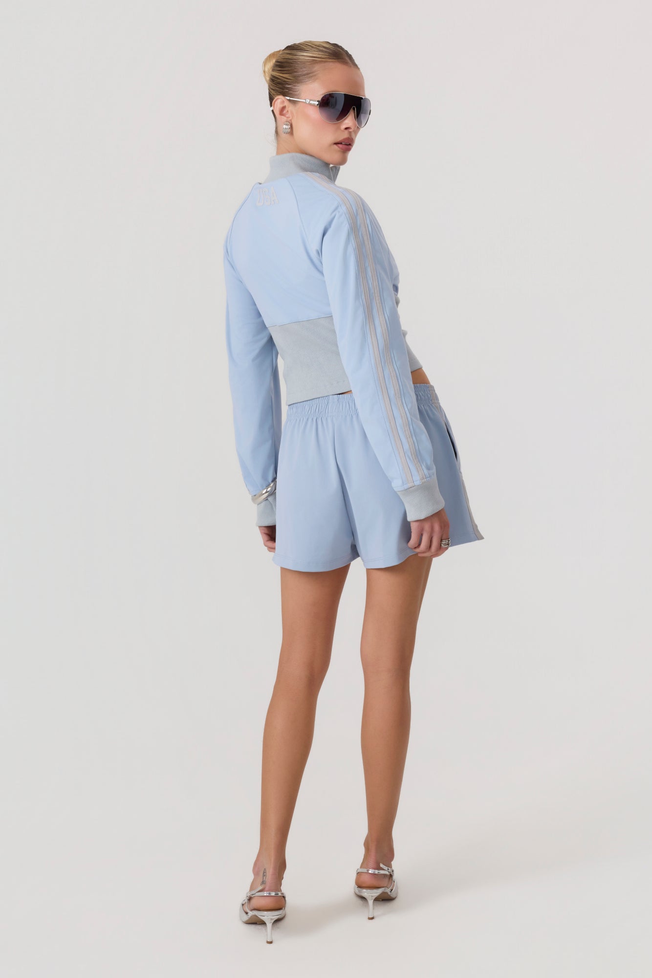 Melrose Social Club Track Shorts Sky Blue - Eco-Certified