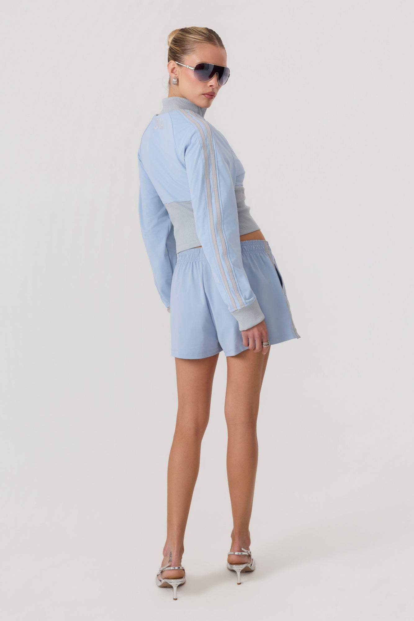 Melrose Social Club Track Shorts Sky Blue - Eco-Certified