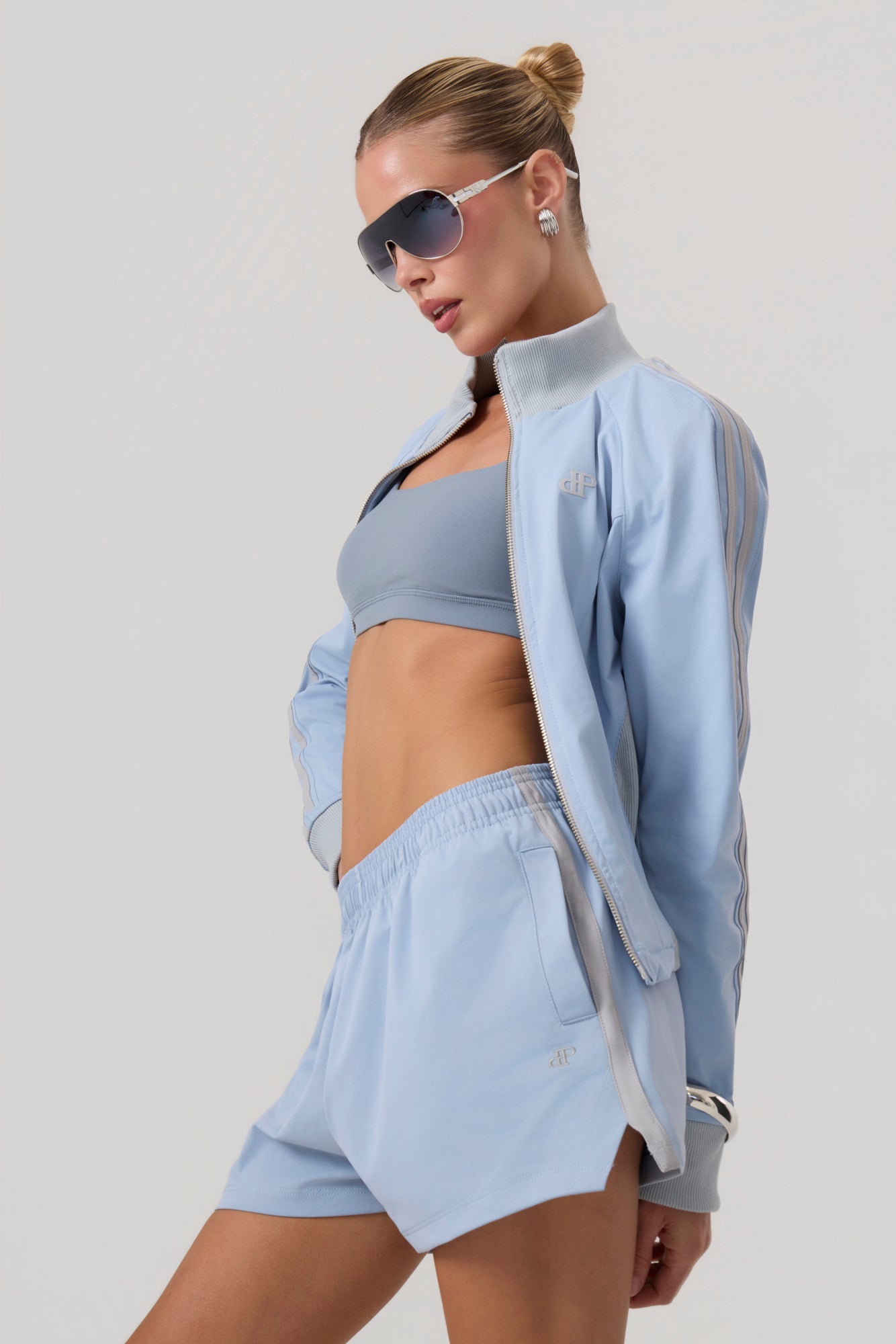 Melrose Social Club Track Shorts Sky Blue - Eco-Certified