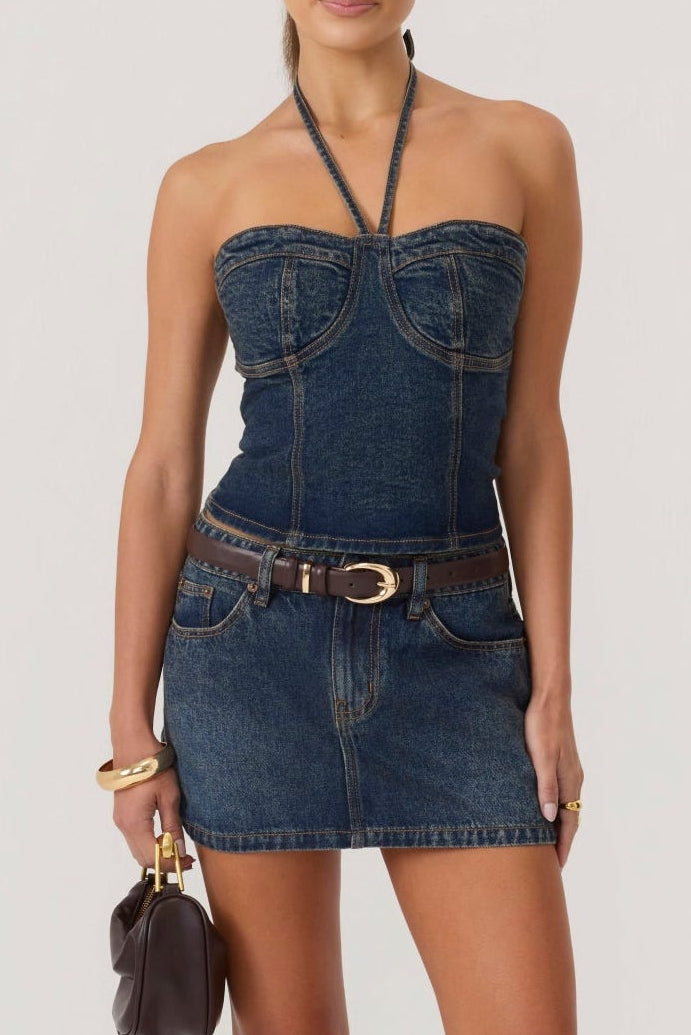 HYPEACH Denim Mini Skirt Dark Wash - Eco-Certified